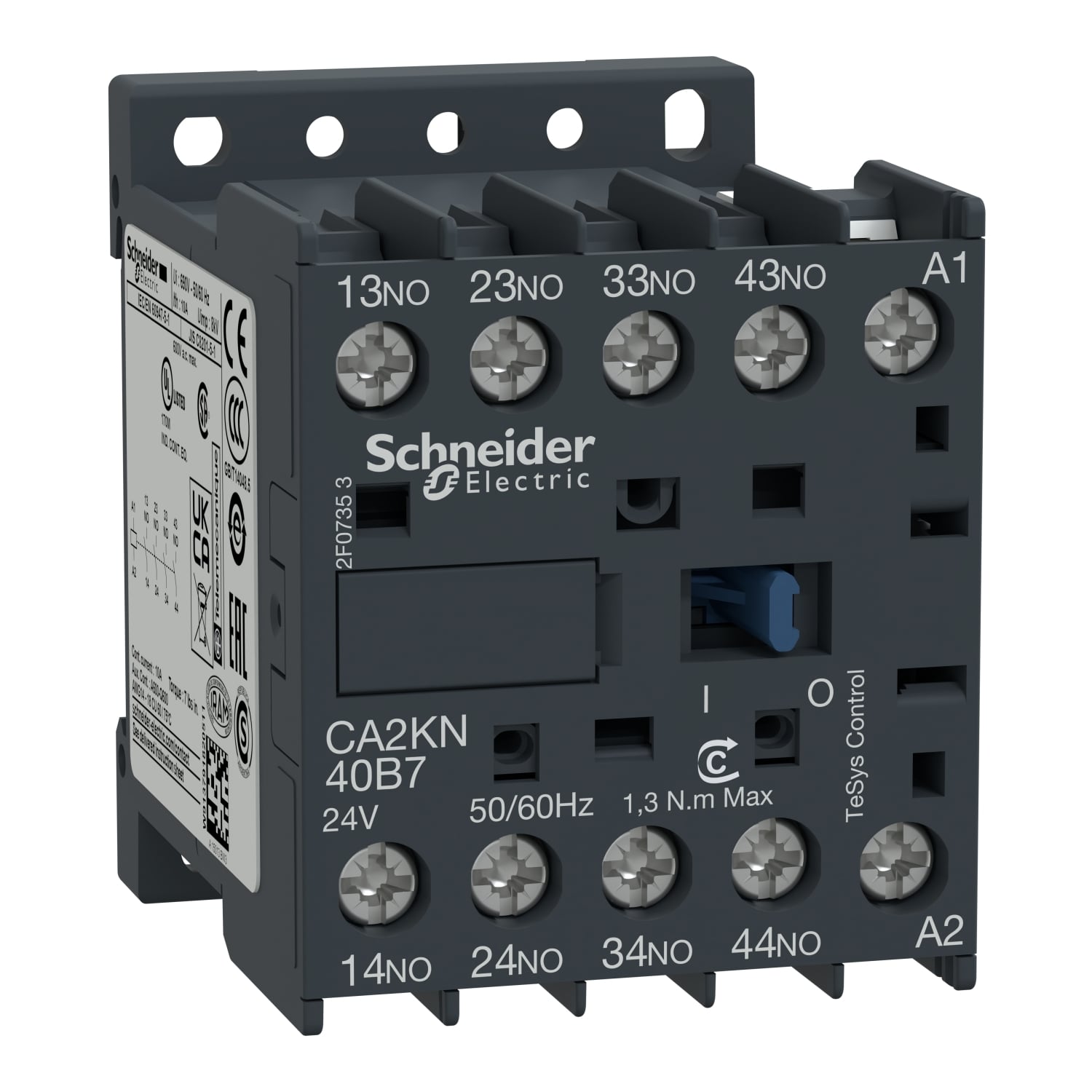 Control relay, TeSys K, 4 NO, lt or eq to 690V, 24VAC coil