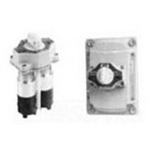 Selector Switch Assembly, 4-Circuit Factory Sealed, Series: EFKB, 600 VAC, 10 A, 2NO-2NC Contact Configuration, Maintained Contact Mode, Legend: Hand/Auto, NEMA 3/7/9 Enclosure, Surface Mounting, Aluminum, Natural