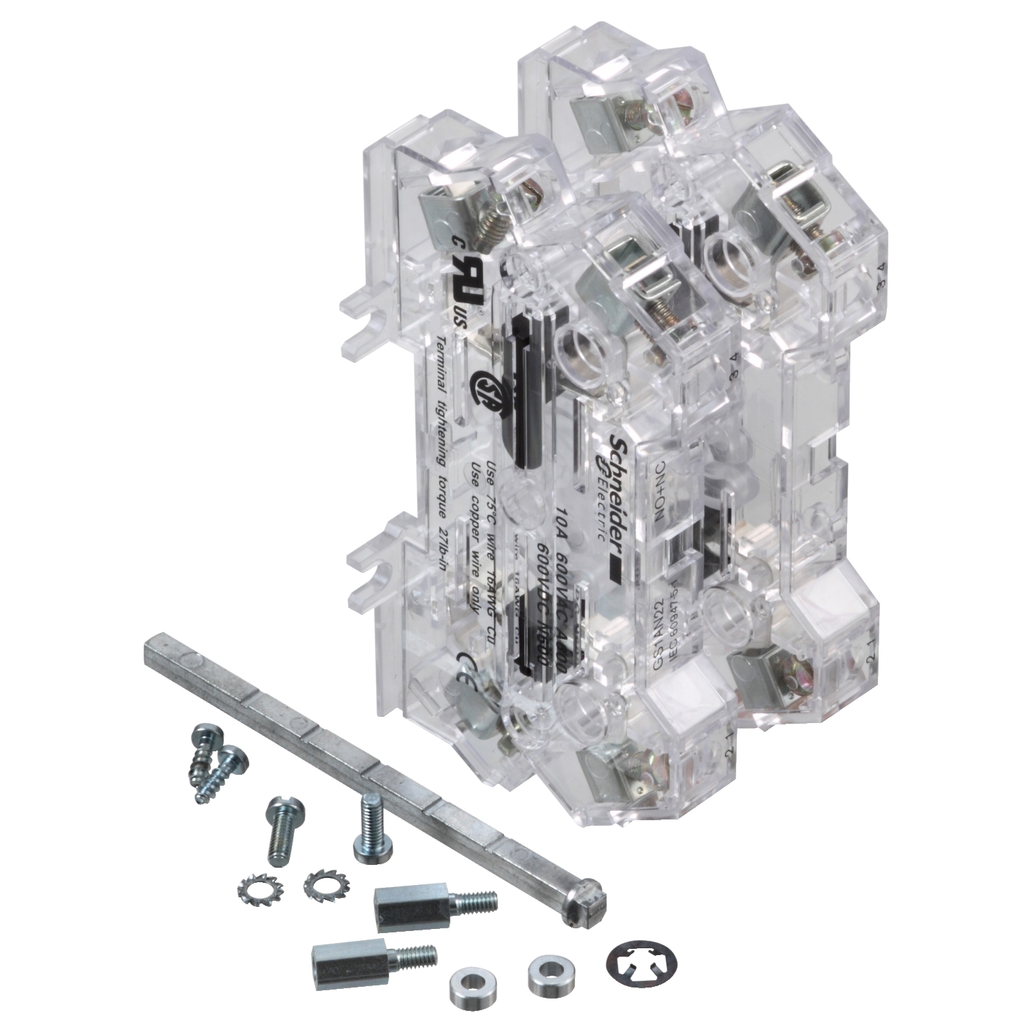 Auxiliary contacts, TeSys GS, 2NC+2NO, instantaneous, left side mounting, for GS1 and GS2 with front/right handle