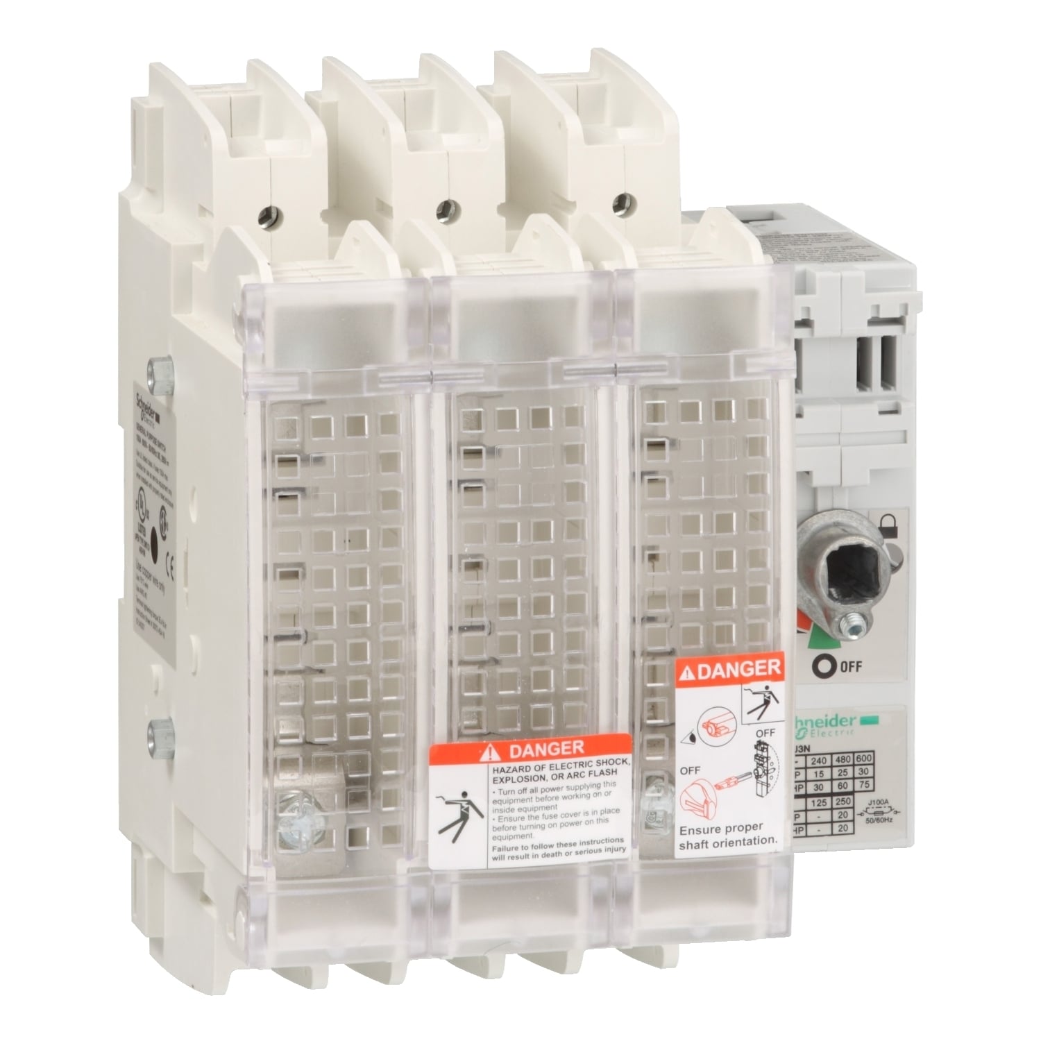 Switch disconnector fuse, TeSys GS, 3P, 100A, fuse type UL, size J