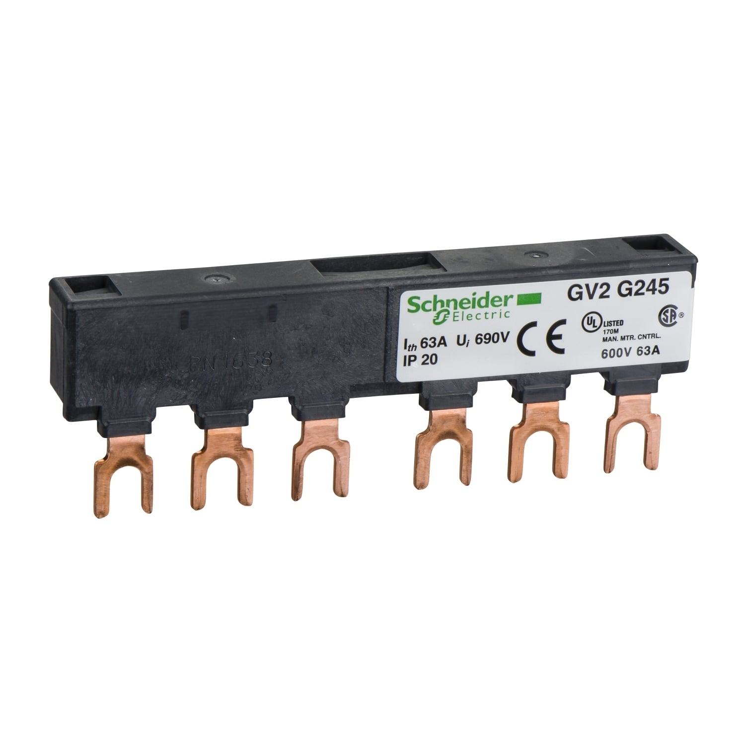 Linergy FT, Comb busbar, 63A, 2 tap-offs, 45mm pitch