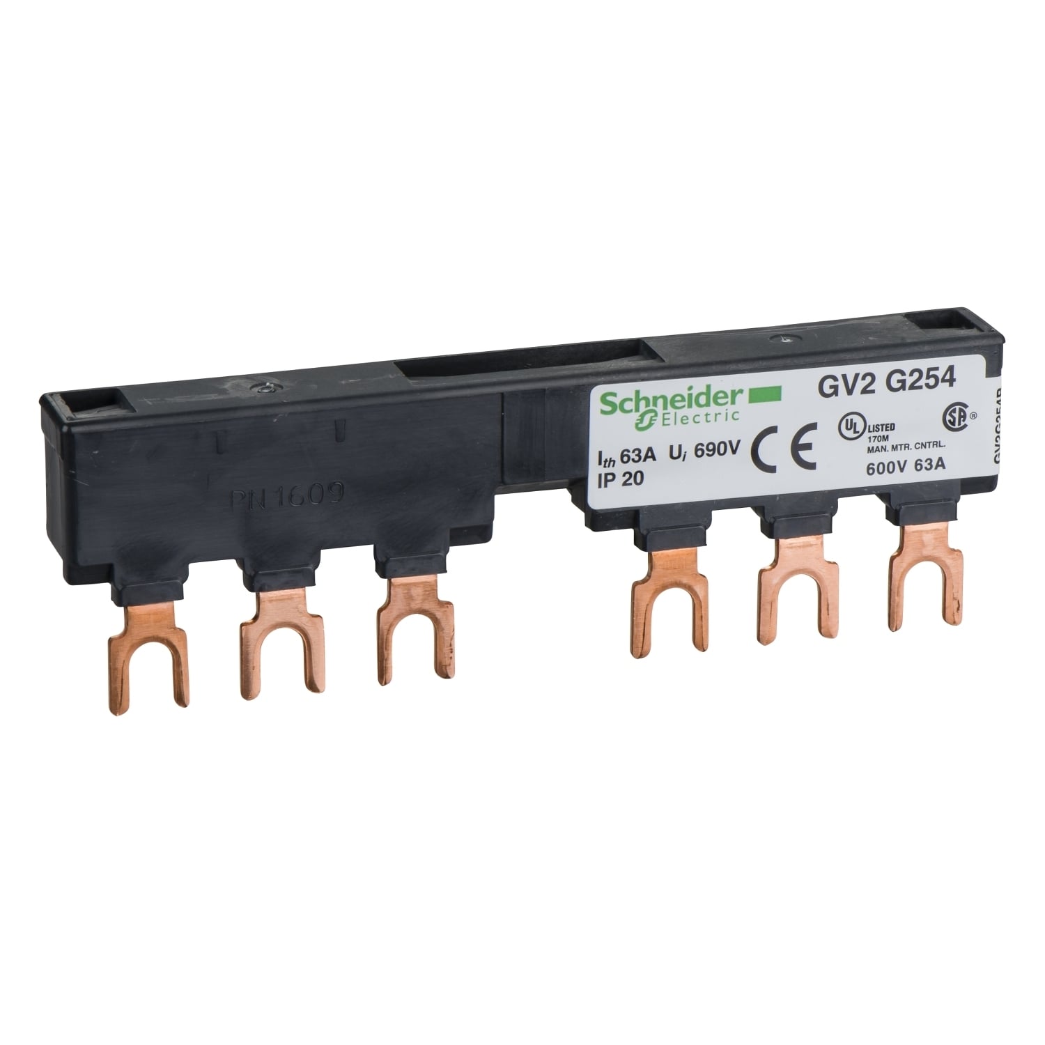 Linergy FT, Comb busbar, 63A, 2 tap-offs, 54mm pitch
