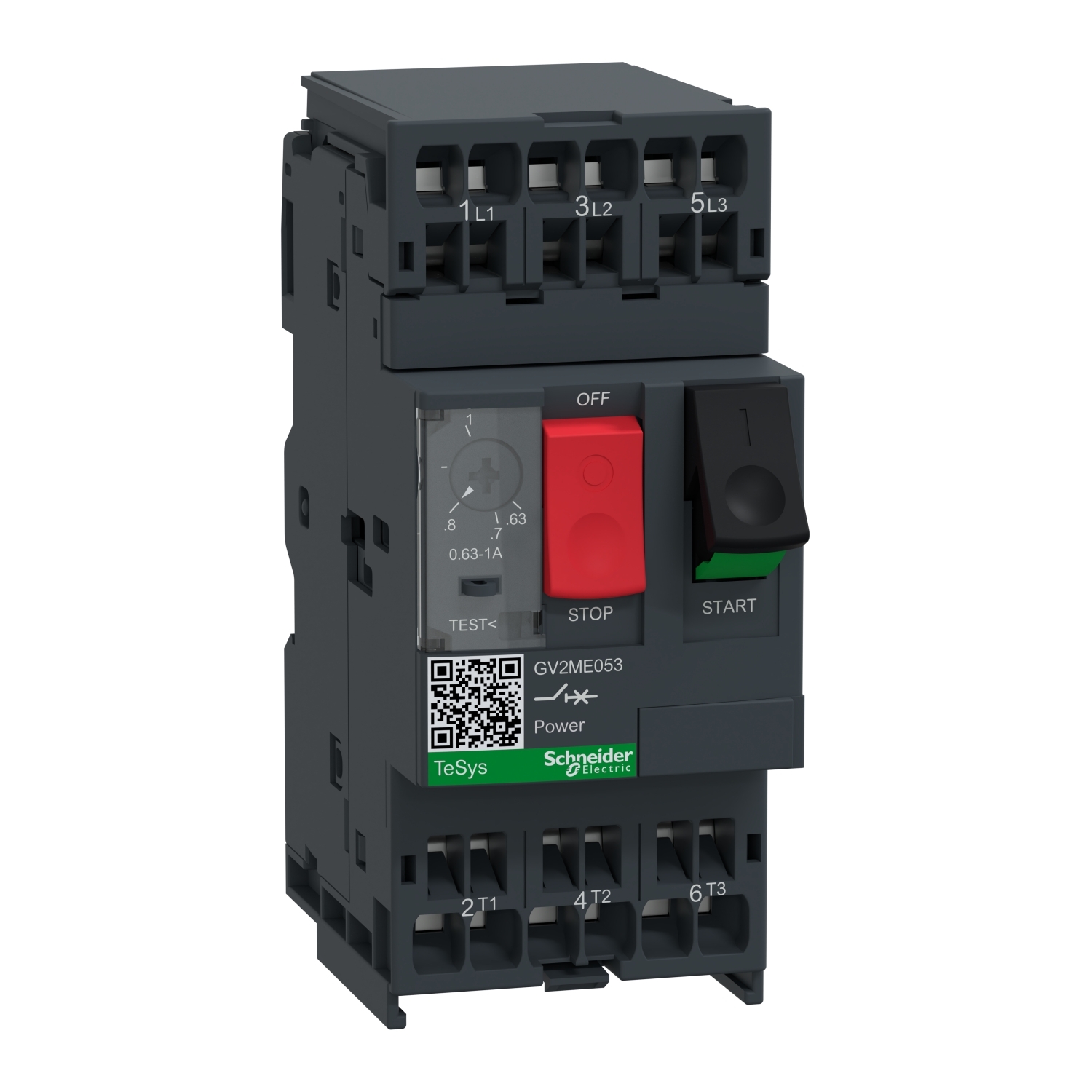 TeSys Deca Manual Starter and Protector, thermal magnetic circuit protector, push buttons, 0.63...1 A, spring terminals