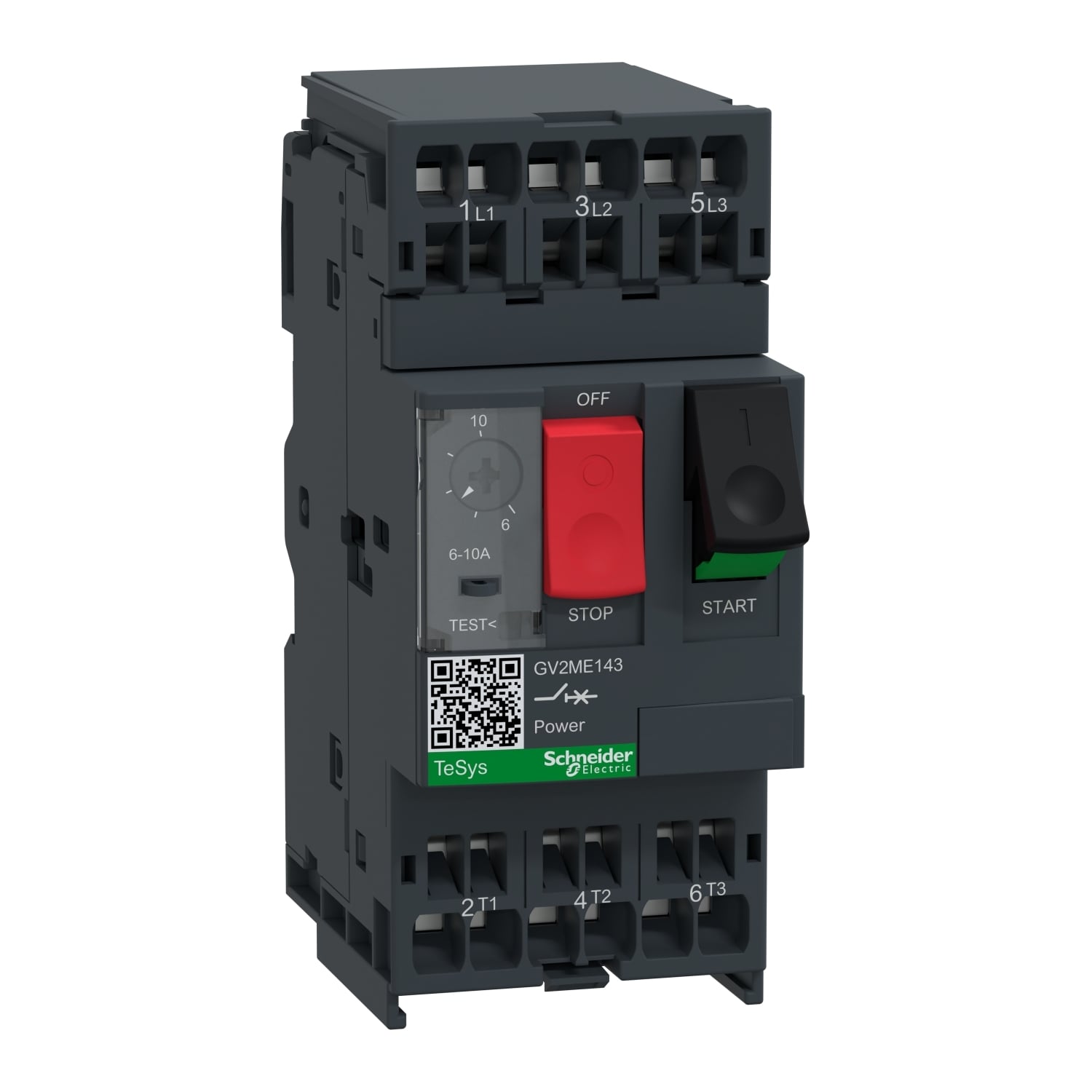 TeSys Deca Manual Starter and Protector, thermal magnetic circuit protector, push buttons, 6...10 A, spring terminals
