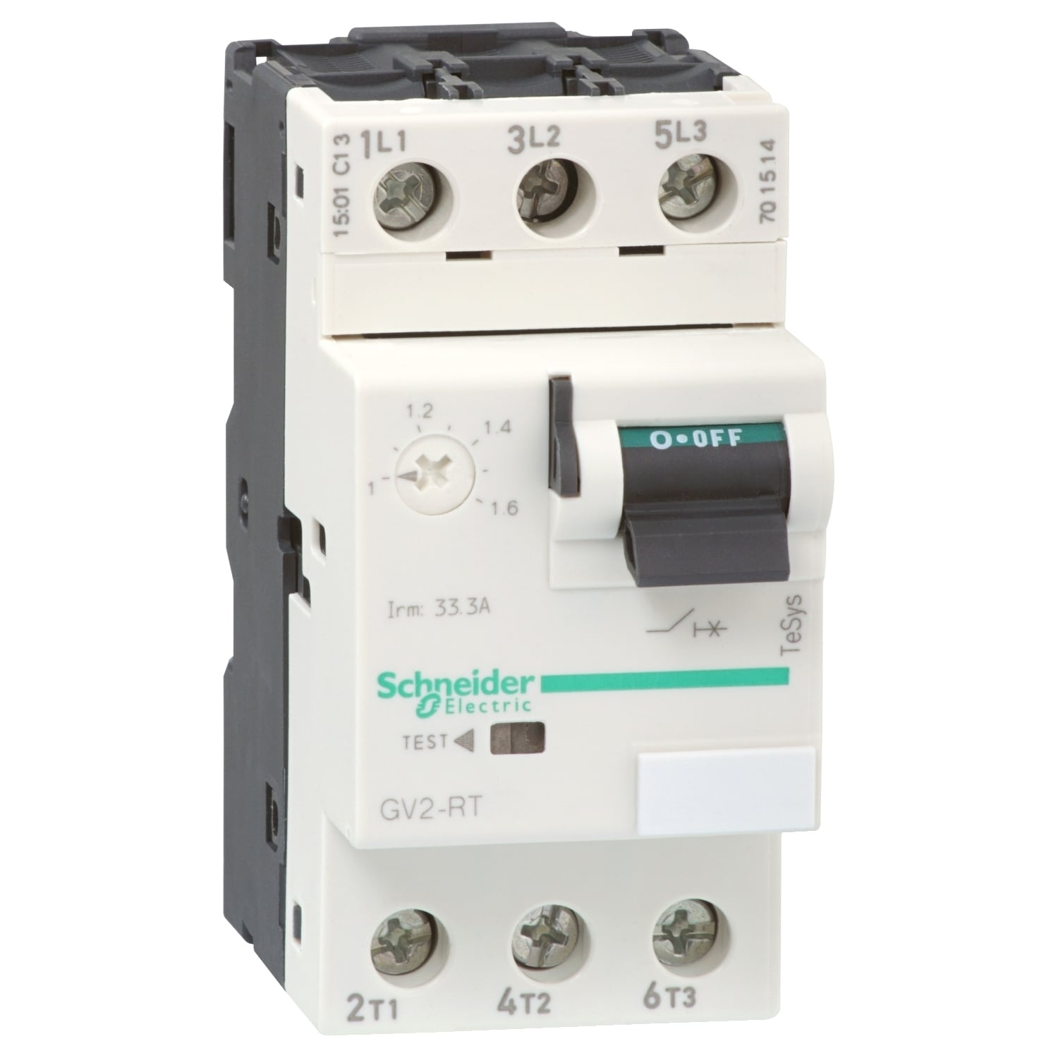 TeSys GV2 Manual Starter and Protector, thermal magnetic circuit protector, toggle switch, 6.3?10 A, screw clamp terminals
