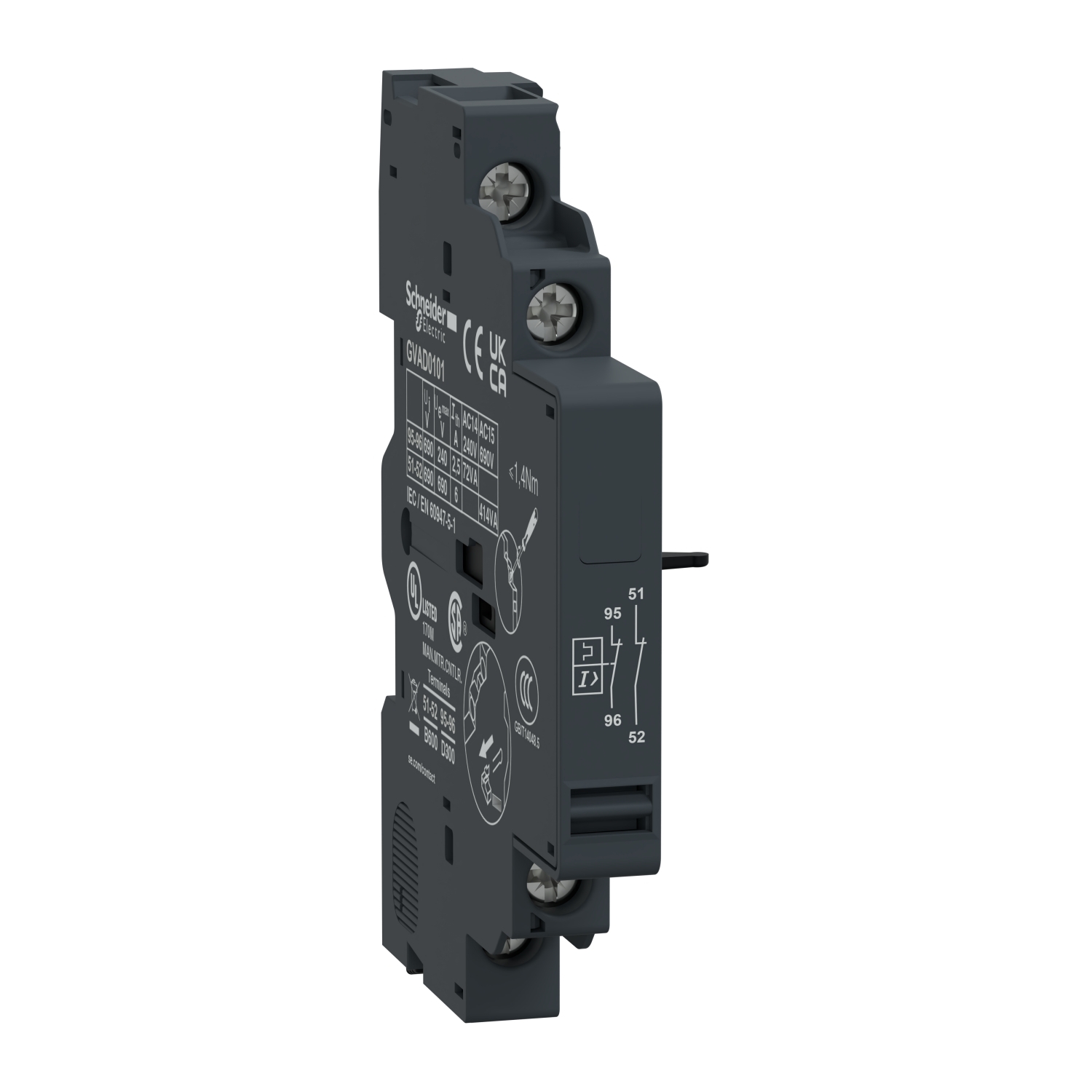 TeSys Deca - auxiliary contact - 1 NC + 1 NC (fault)