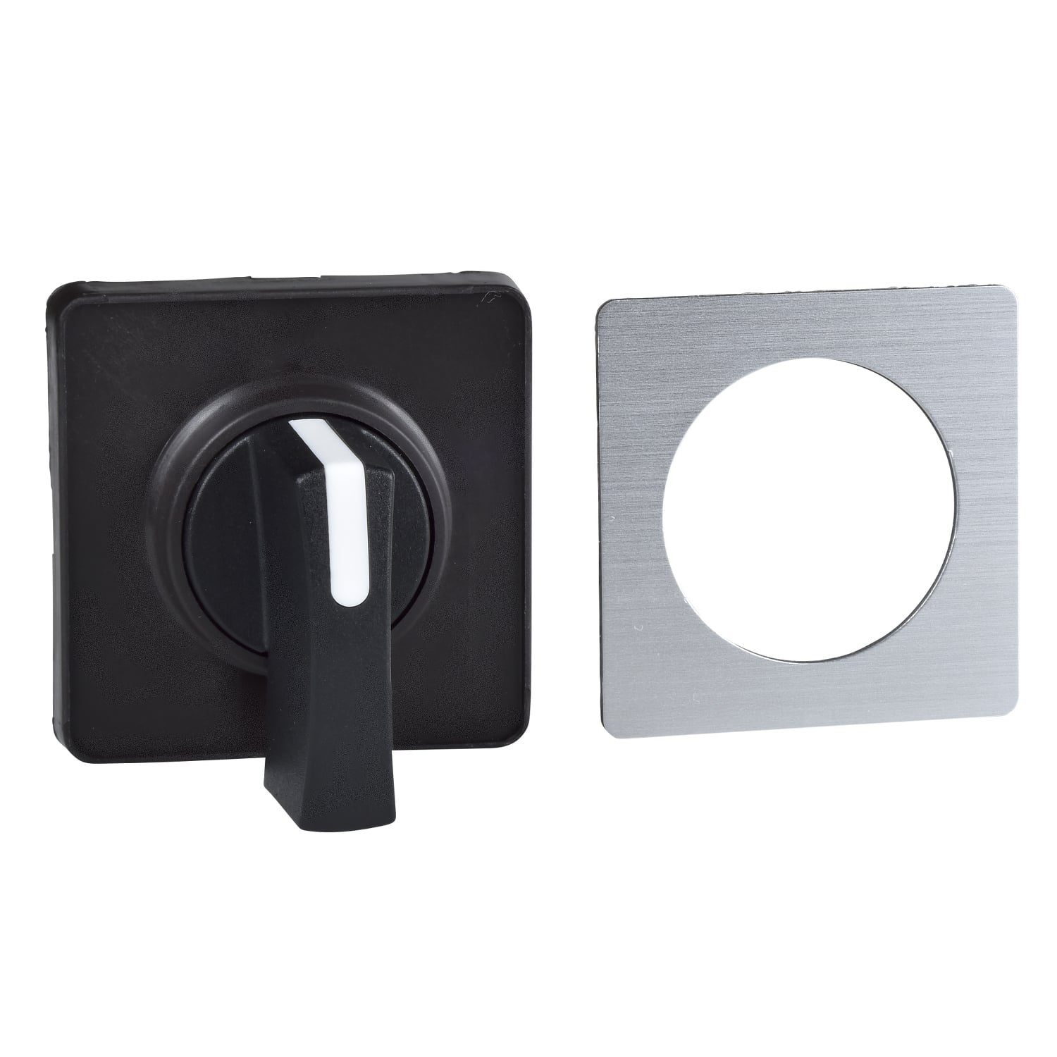 Cam switch operating head, Harmony K1, K2, 22mm, plastic, 45x45mm plate, metallic legend, black handle