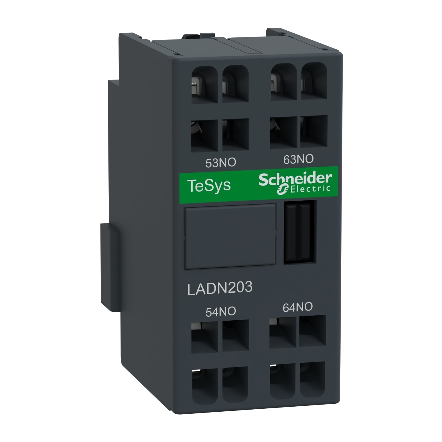 IEC contactor, TeSys Deca, auxiliary contact block, 2 NO, front mounting, spring terminals
