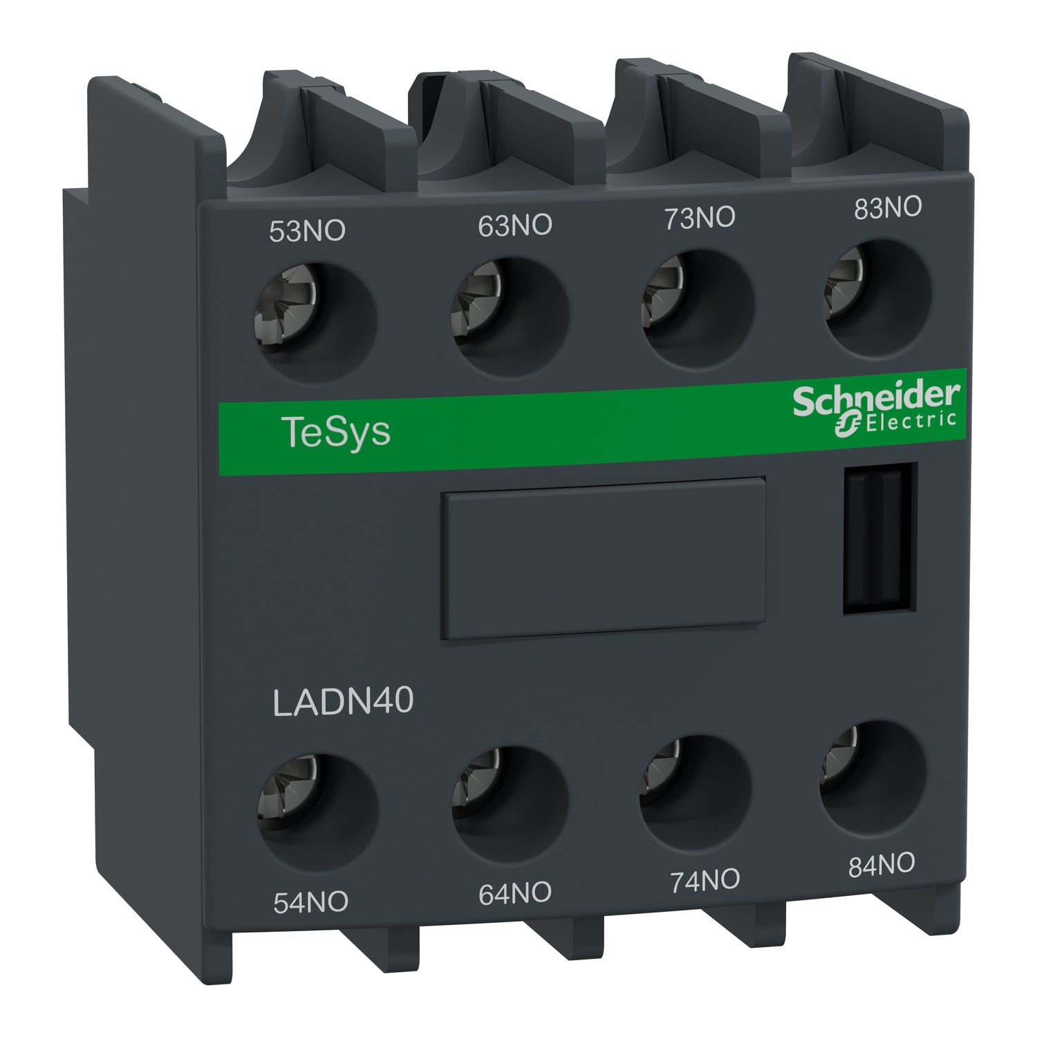 TeSys Deca, auxiliary contact block, 4 NO, top mount, screw clamp terminals, for LC1D09 to LC1D150 contactors