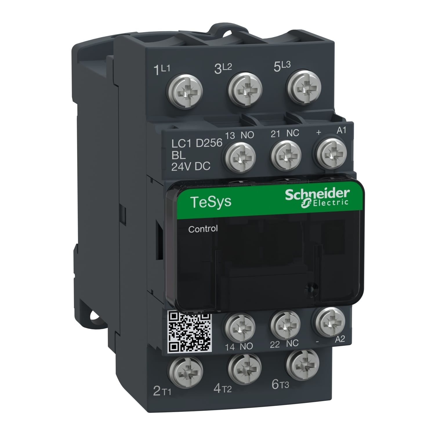IEC contactor, TeSys Deca, nonreversing, 25A, 15HP at 480VAC, 3 phase, 3 pole, 3 NO, low consumption 24VDC coil, open style
