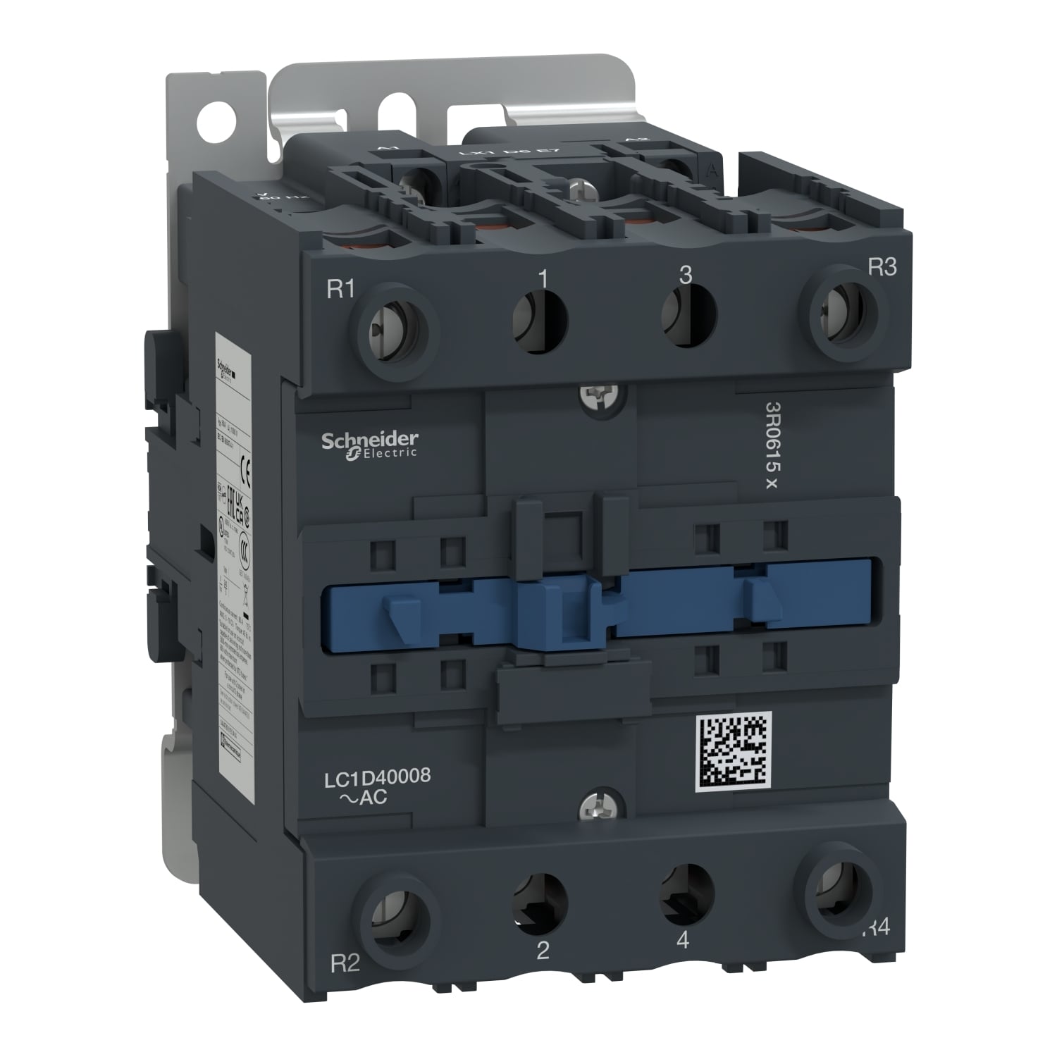 IEC contactor, TeSys Deca, nonreversing, 60A resistive, 4 pole, 2 NO and 2 NC, 240VAC 50/60Hz coil, open style