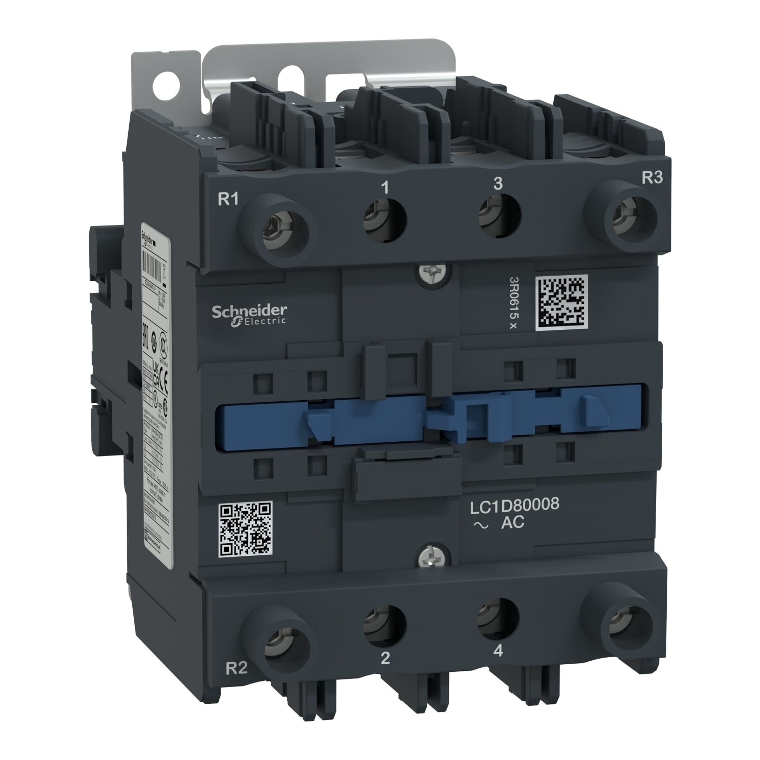 IEC contactor, TeSys Deca, nonreversing, 125A resistive, 4 pole, 2 NO and 2 NC, 48VAC 50/60Hz coil, open style