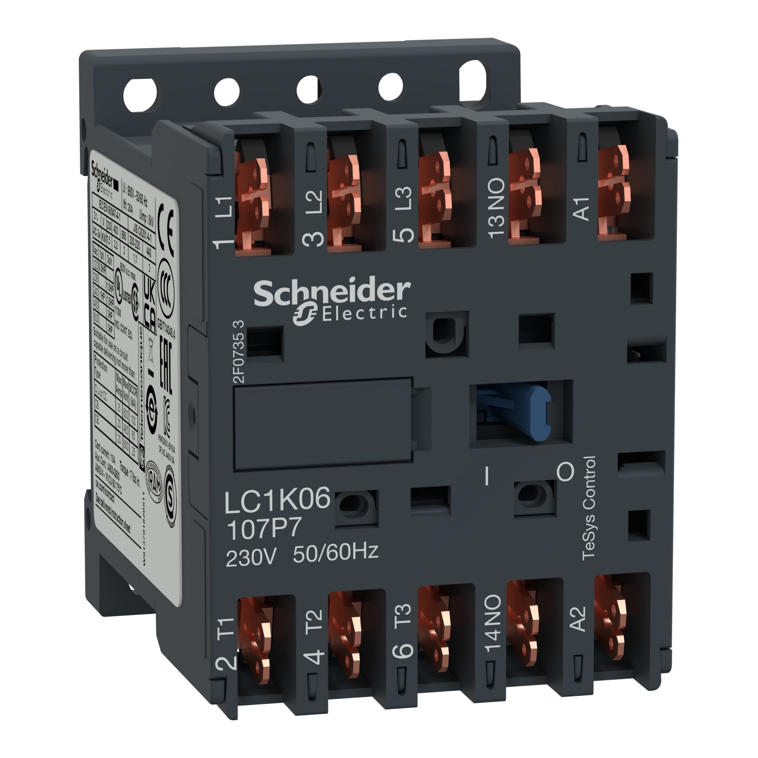 Contactor, TeSys K, 3P, AC-3, lt or eq to 440V 9A, 1 NO aux., 110VAC coil