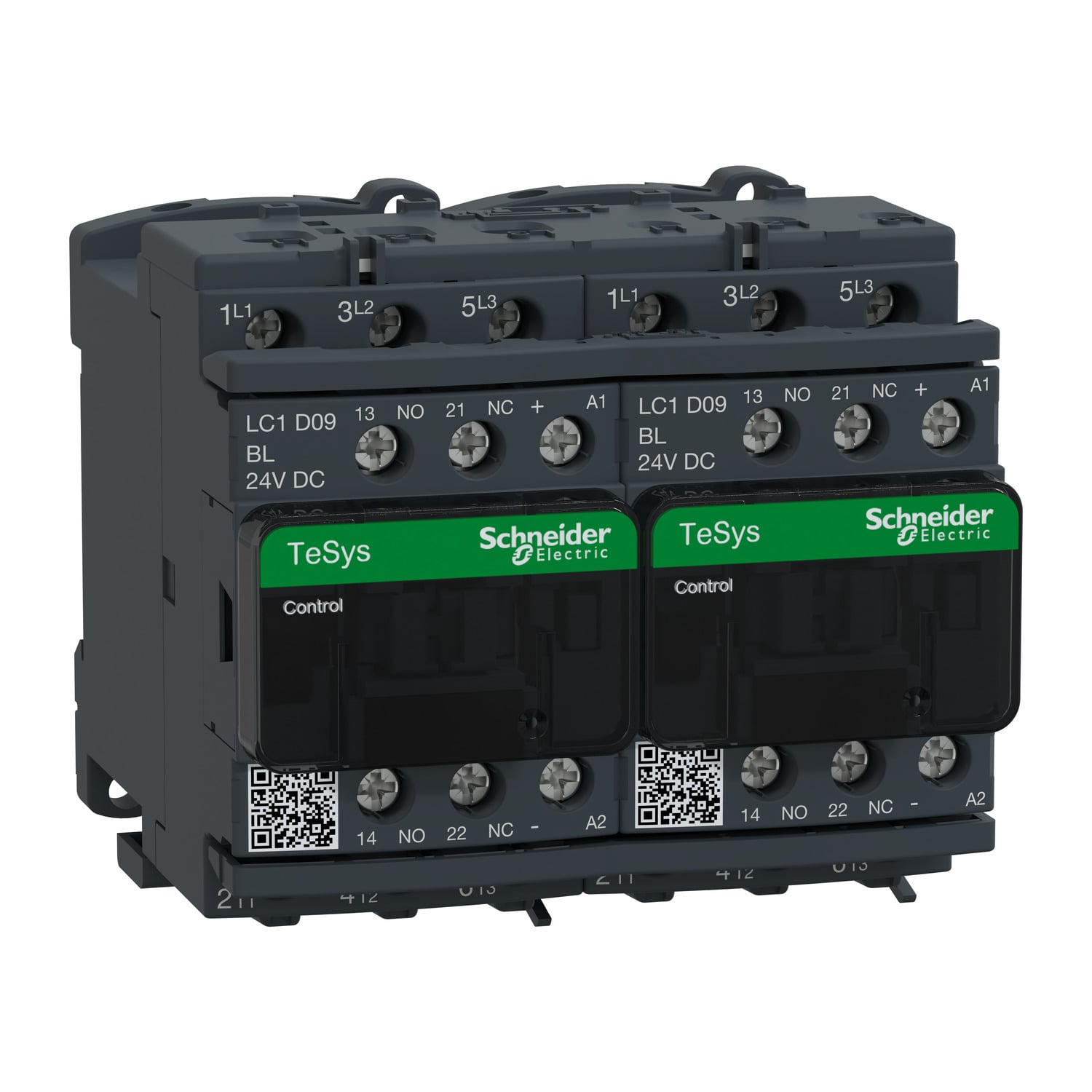TeSys Deca reversing contactor - 3P(3 NO) - AC-3 - <= 440 V 9 A - 24 V low consumption DC coil