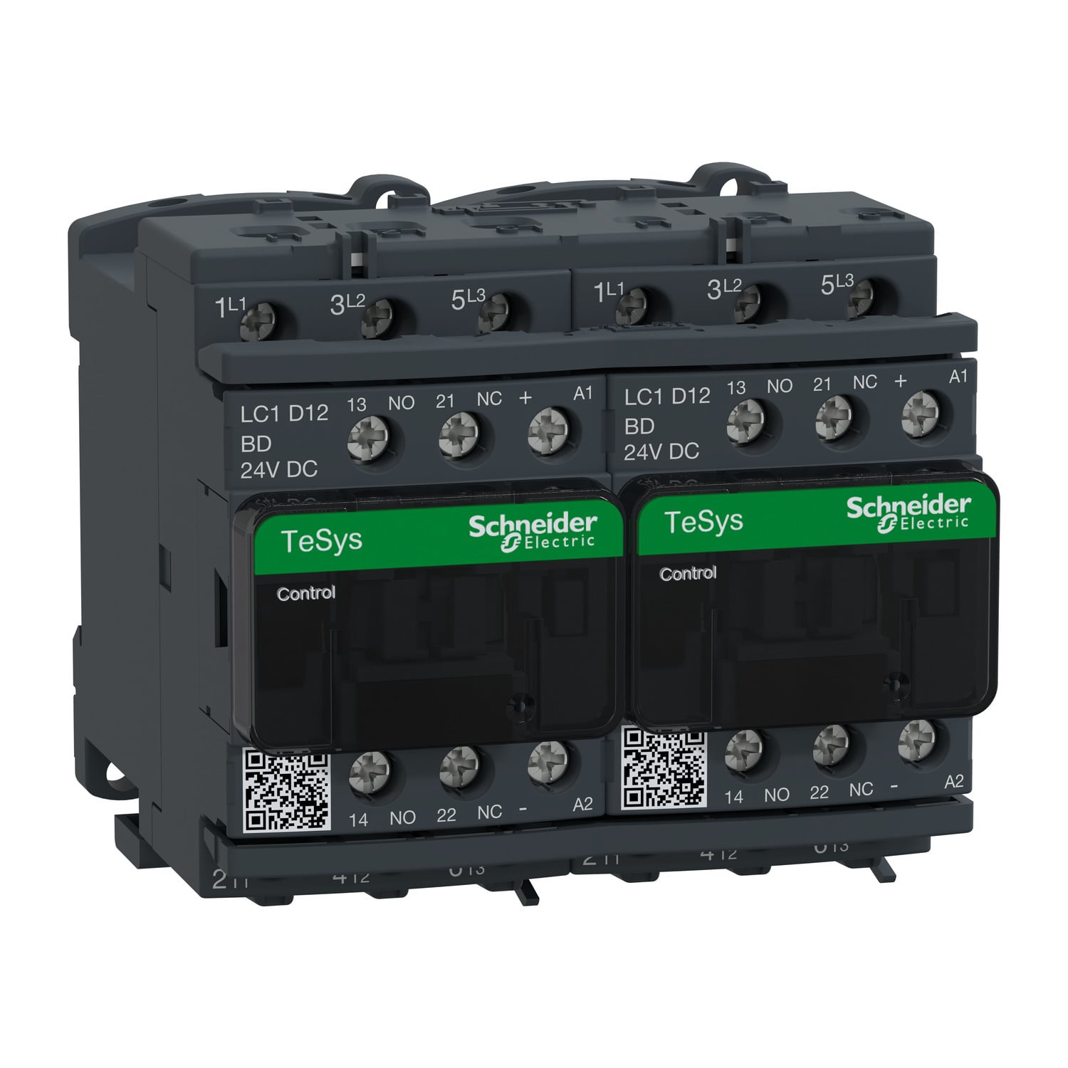 TeSys Deca reversing contactor - 3P(3 NO) - AC-3 - <= 440 V 12 A - 24 V DC coil