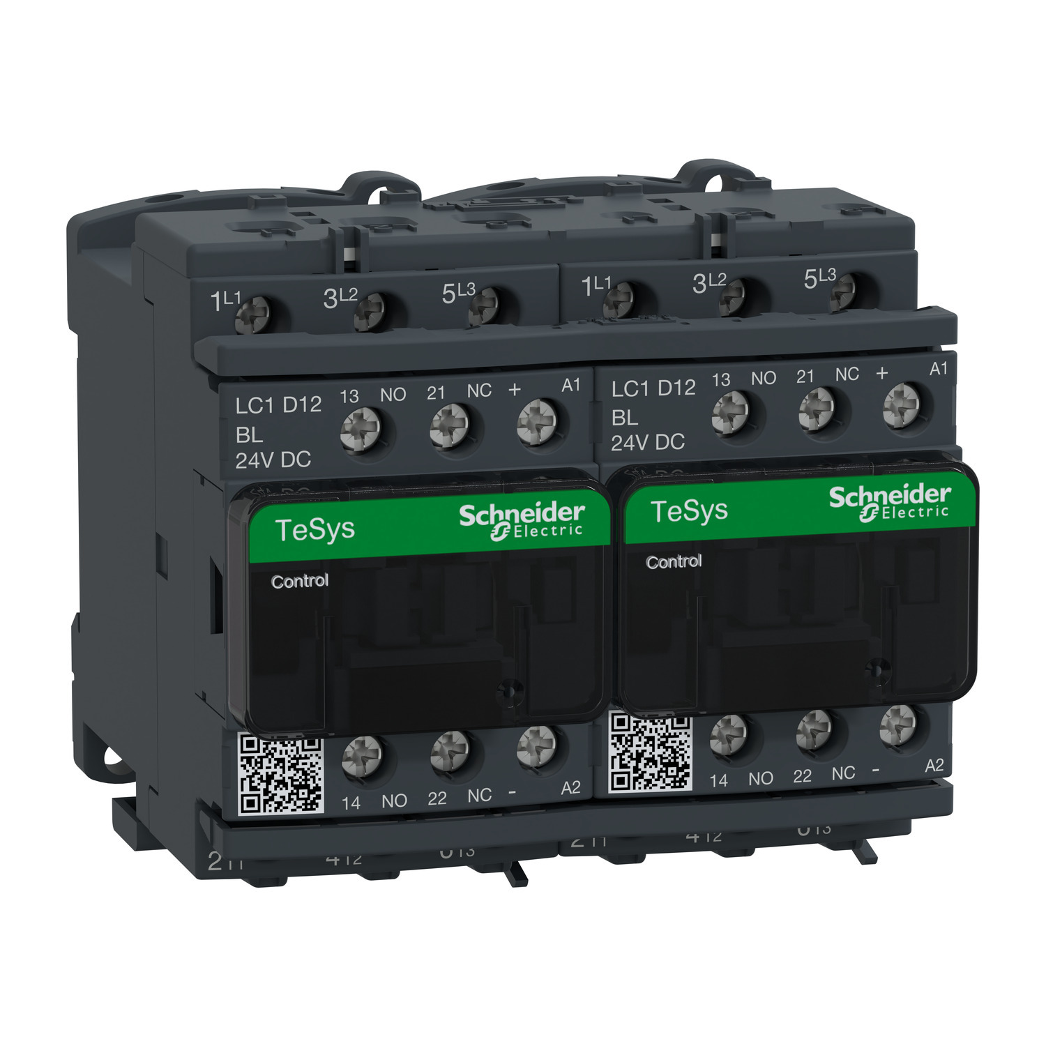 TeSys Deca reversing contactor - 3P(3 NO) - AC-3 - <= 440 V 12 A - 24 V low consumption DC coil
