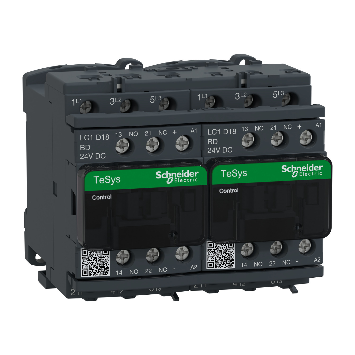 TeSys Deca reversing contactor - 3P(3 NO) - AC-3 - <= 440 V 18 A - 24 V DC coil