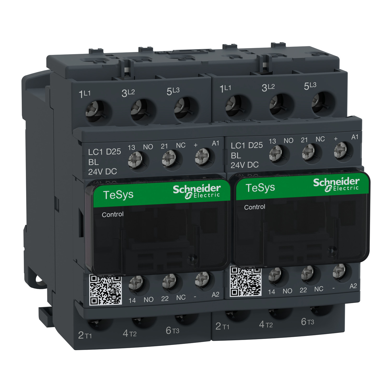 TeSys Deca reversing contactor - 3P(3 NO) - AC-3 - <= 440 V 25 A - 24 V low consumption DC coil