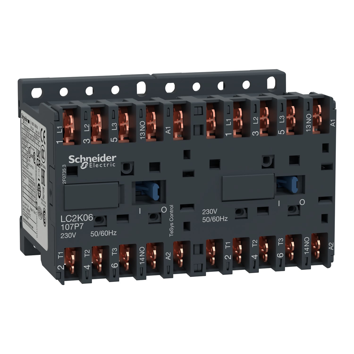 Reversing contactor, TeSys K, 3P, AC-3, lt or eq to 440V 9A, 1 NO, 24VAC coil