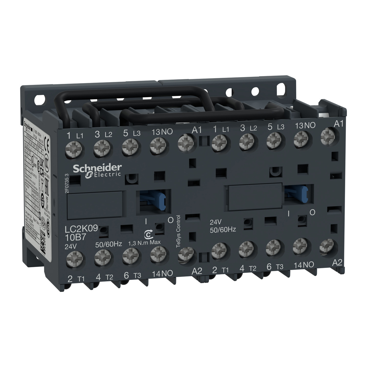 Reversing contactor, TeSys K, 3P, AC-3, lt or eq to 440V 9A, 1 NO, 220 to 230VAC coil