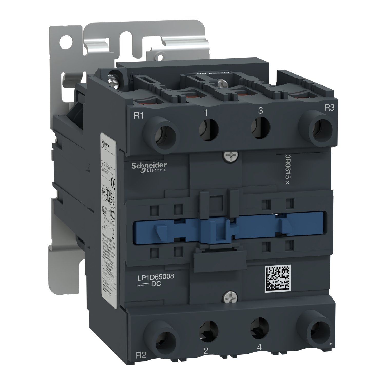IEC contactor, TeSys Deca, nonreversing, 80A resistive, 4 pole, 2 NO and 2 NC, 24VDC coil, open style
