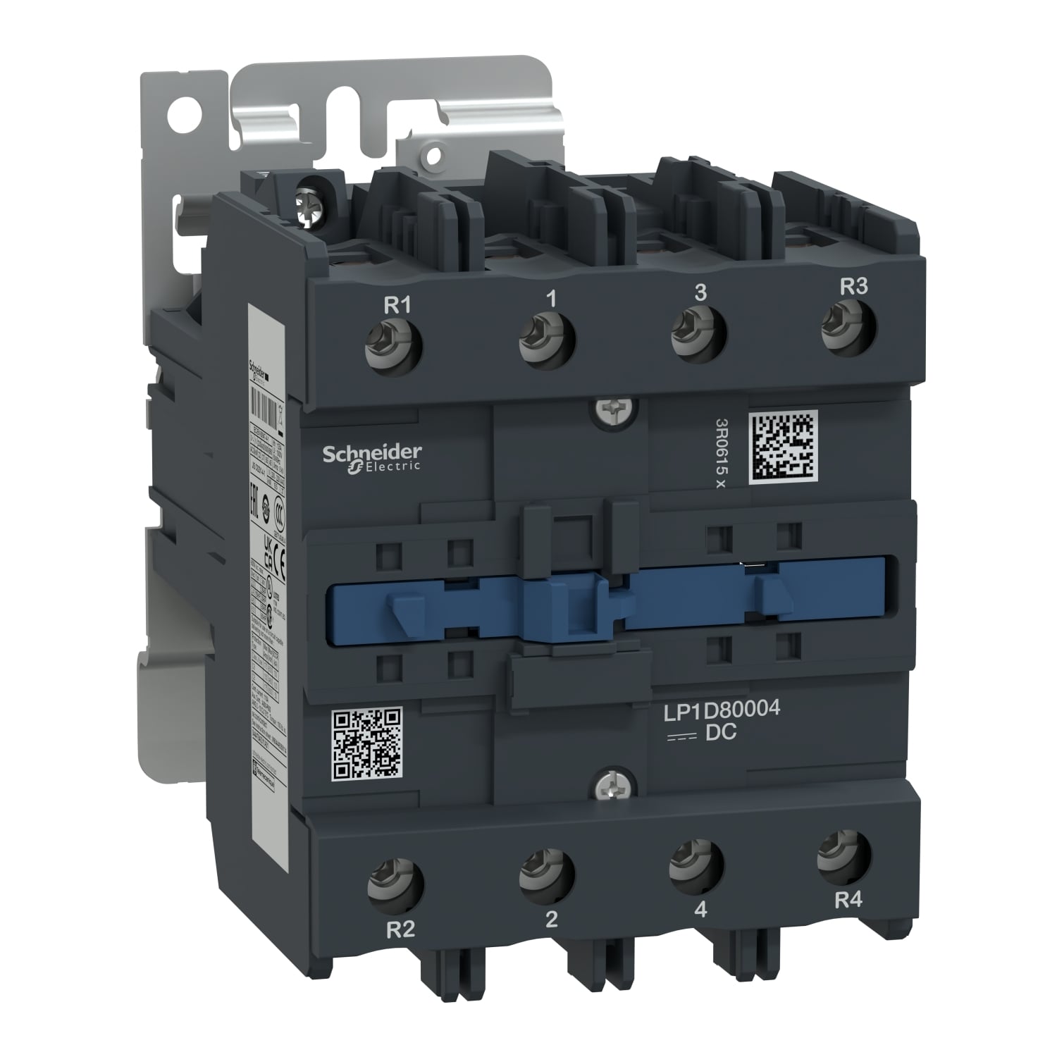 IEC contactor, TeSys Deca, nonreversing, 125A resistive, 4 pole, 4 NO, 24VDC coil, open style