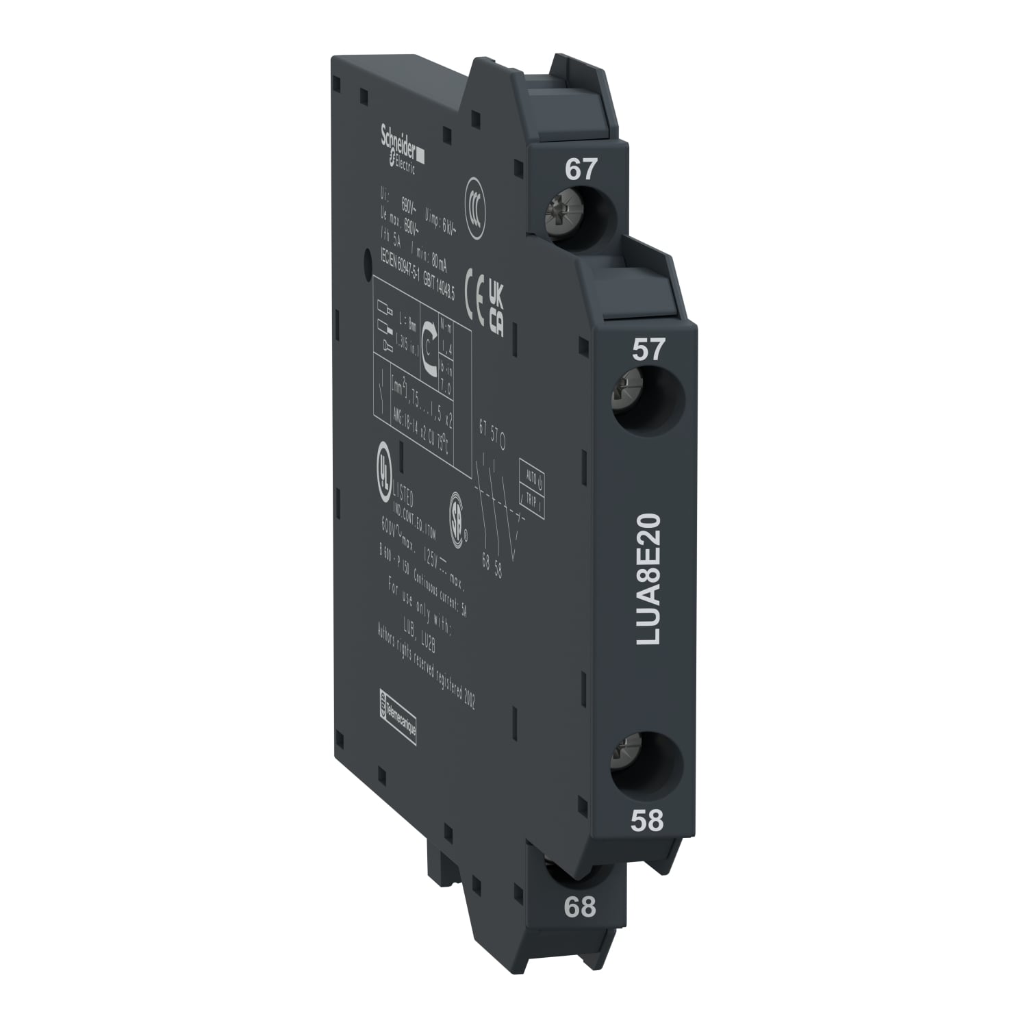 Auxiliary contact, TeSys Ultra, 2NO, 690VAC/DC, for Start-stop signalling, Screw clamp terminals