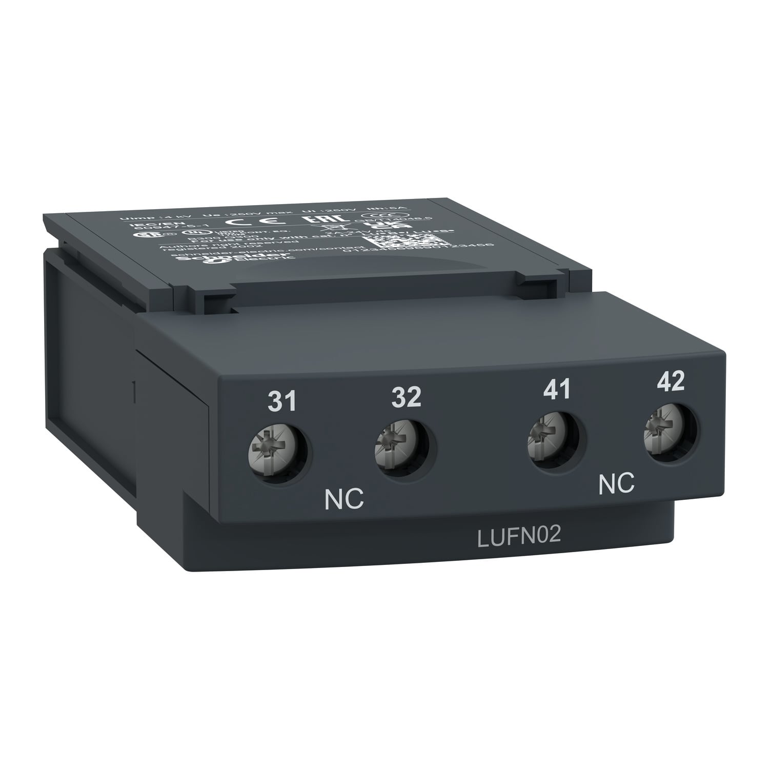 Auxiliary contacts, TeSys Ultra, 2NC, 250VAC/DC, Power pole status, screw terminal