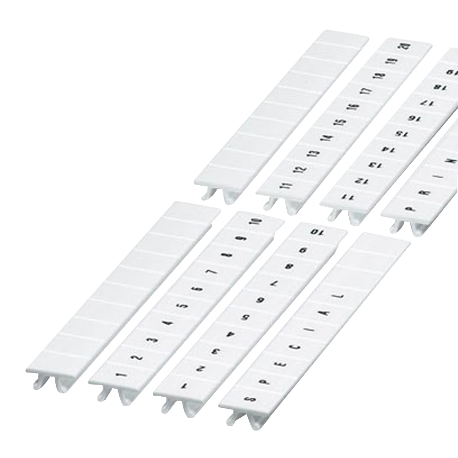 Marking strip, Linergy TR, clip in type, 8mm, printed characters 11 to 20, printed horizontal, white, Set of 10