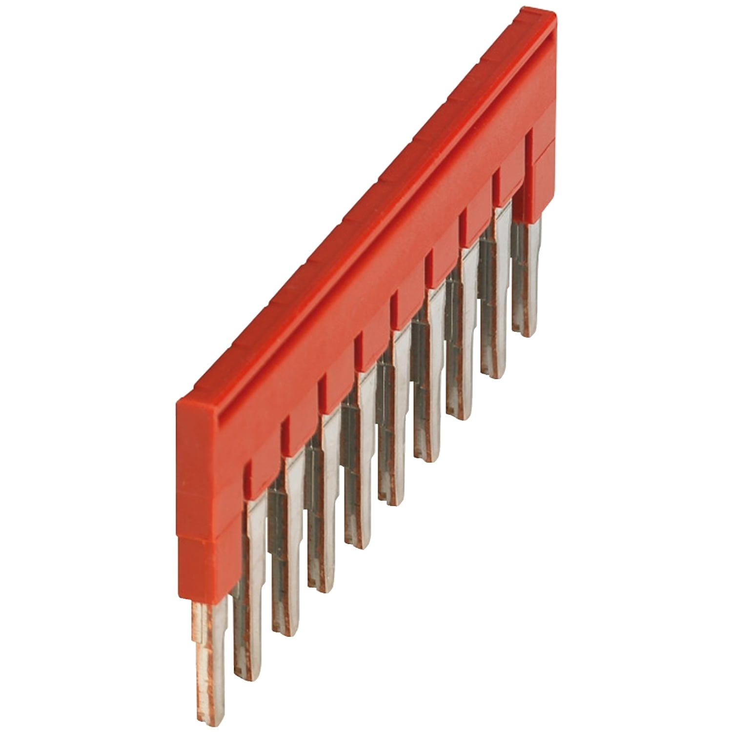 Plug-In Bridge, 10 Points for 4mm Terminal Blocks, Red