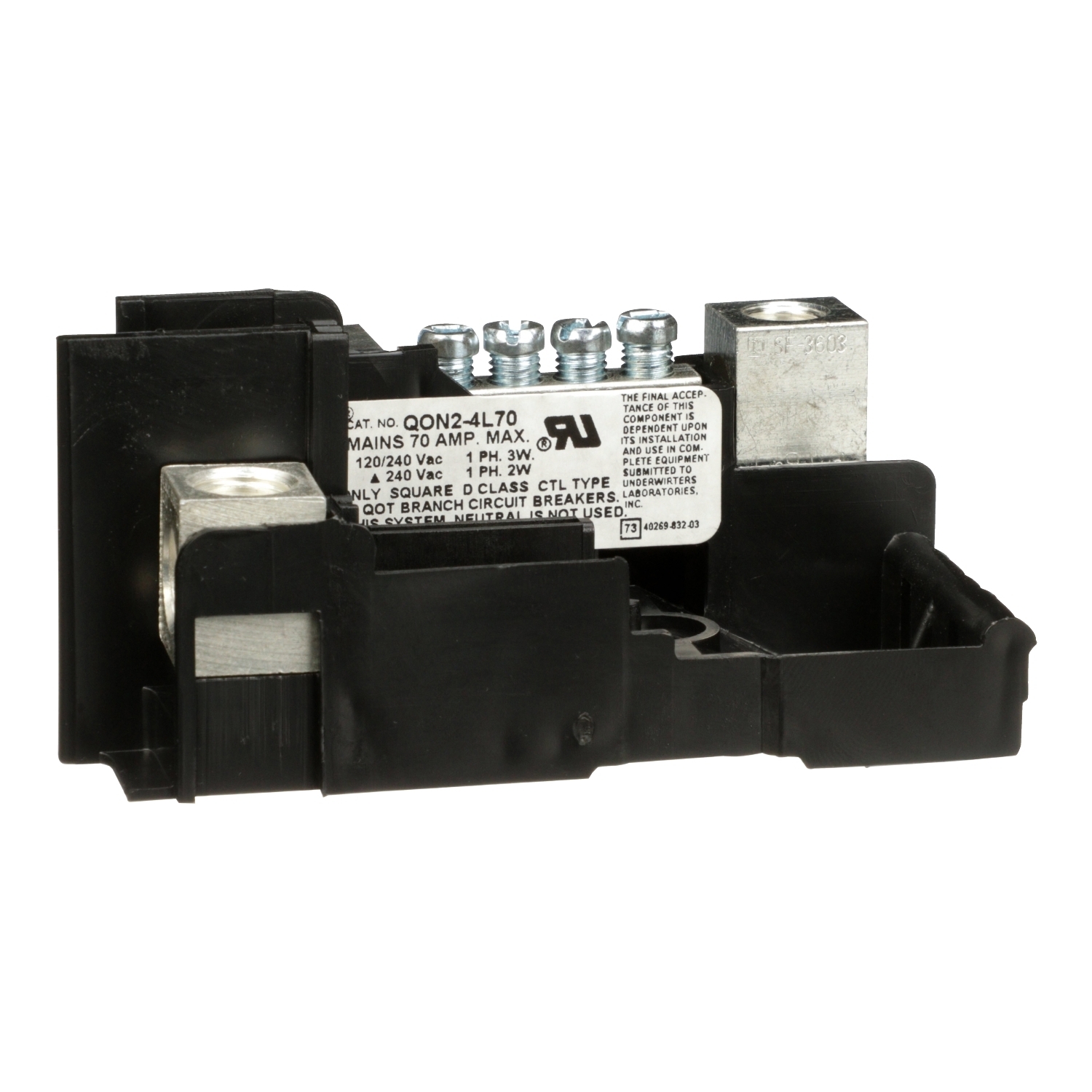 Load center interior, QO, mounting base, 1 phase, 2 spaces, 70A main lugs, OEM