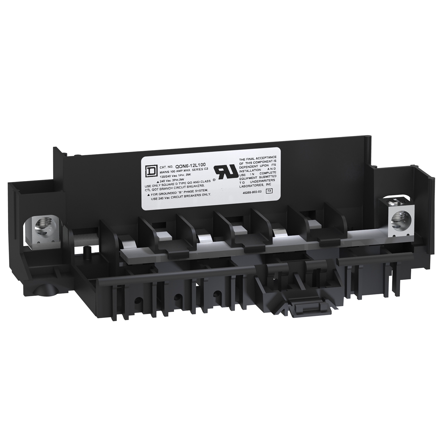 Load center interior, QO, mounting base, 1 phase, 6 spaces, 100A main lugs, OEM
