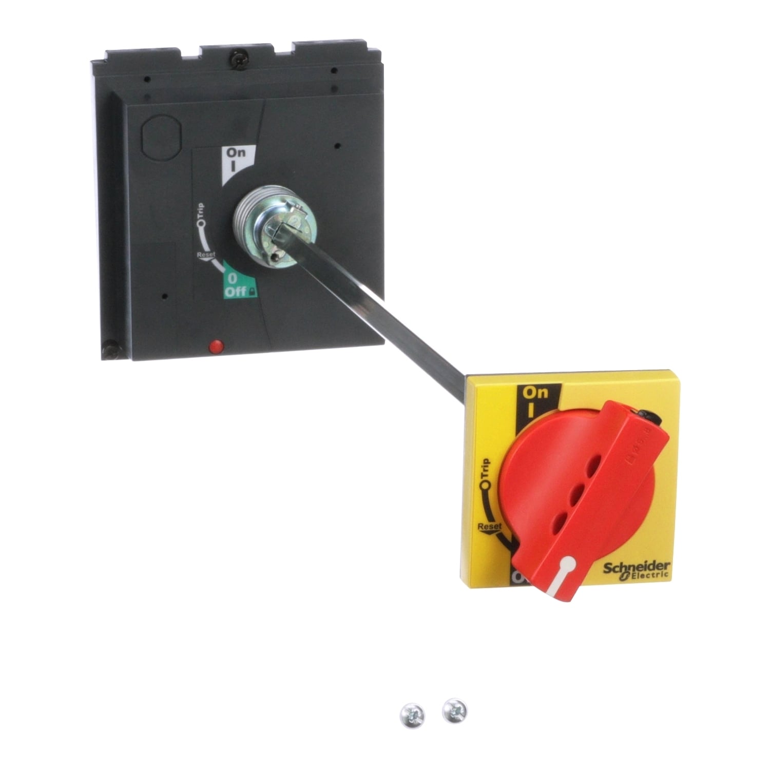 Circuit breaker accessory, PowerPacT L, handle, rotary, door mounted, red on yellow bezel
