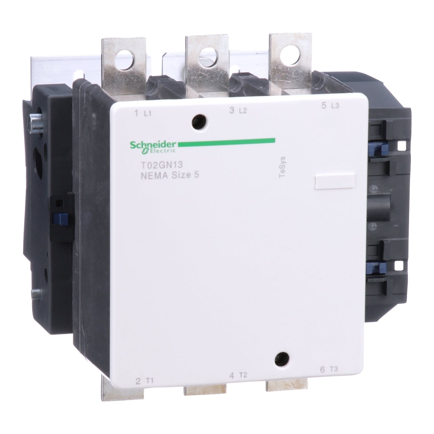 NEMA Contactor, TeSys N, nonreversing, Size 5, 270A, 200HP at 460VAC, 3 pole, 3 phase, 120VAC 50/60Hz coil, open