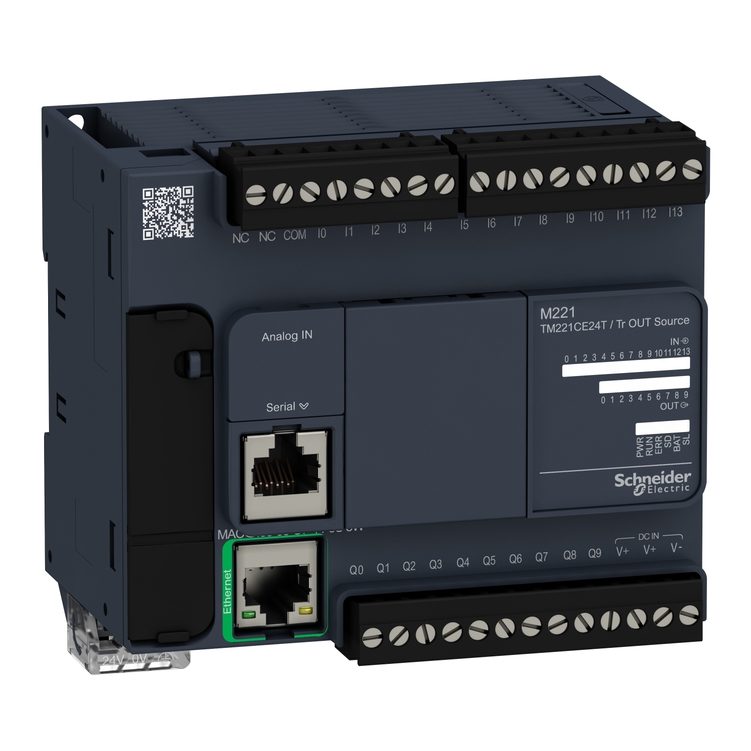 logic controller, Modicon M221, 24 IO, transistor, PNP, Ethernet