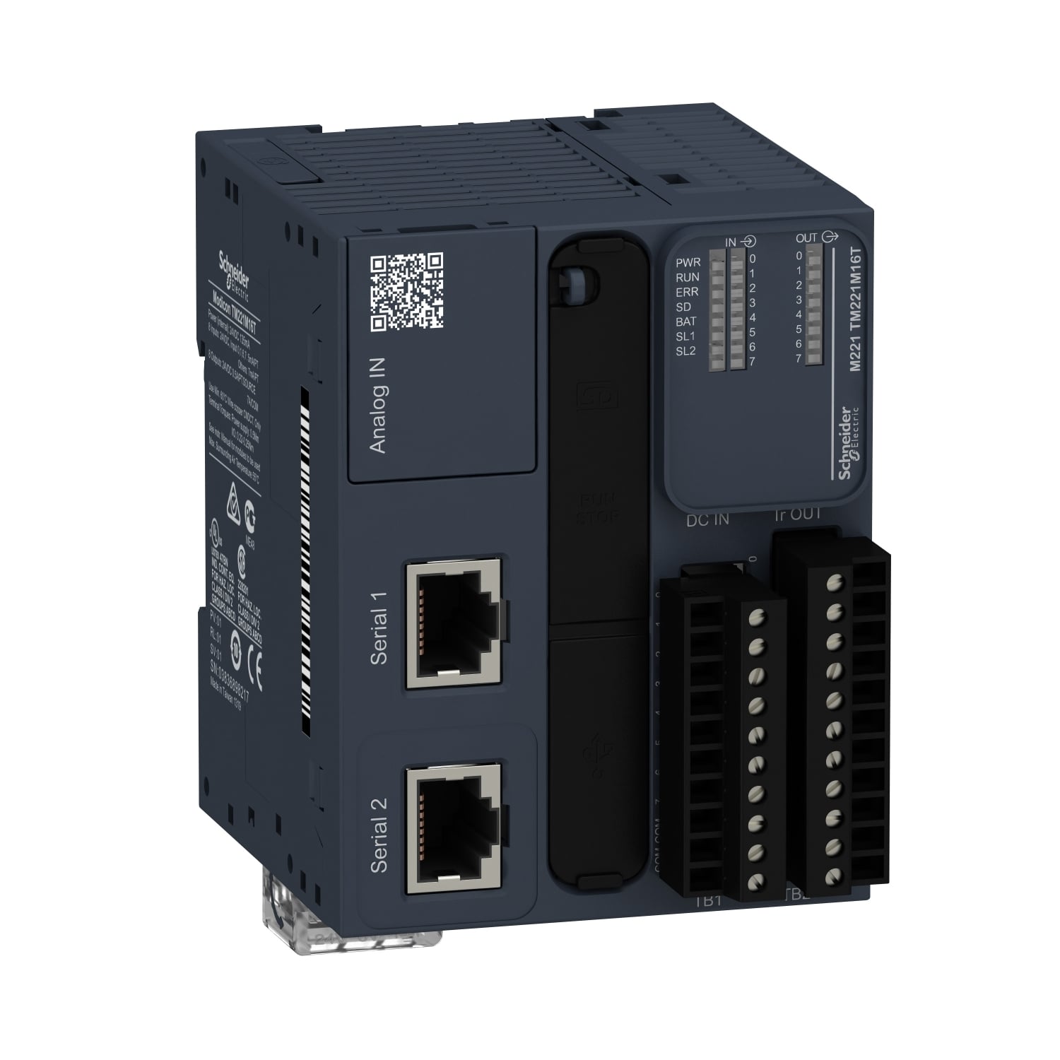 logic controller, Modicon M221, 16 IO, 8 DI, 8 DO, transistor, PNP