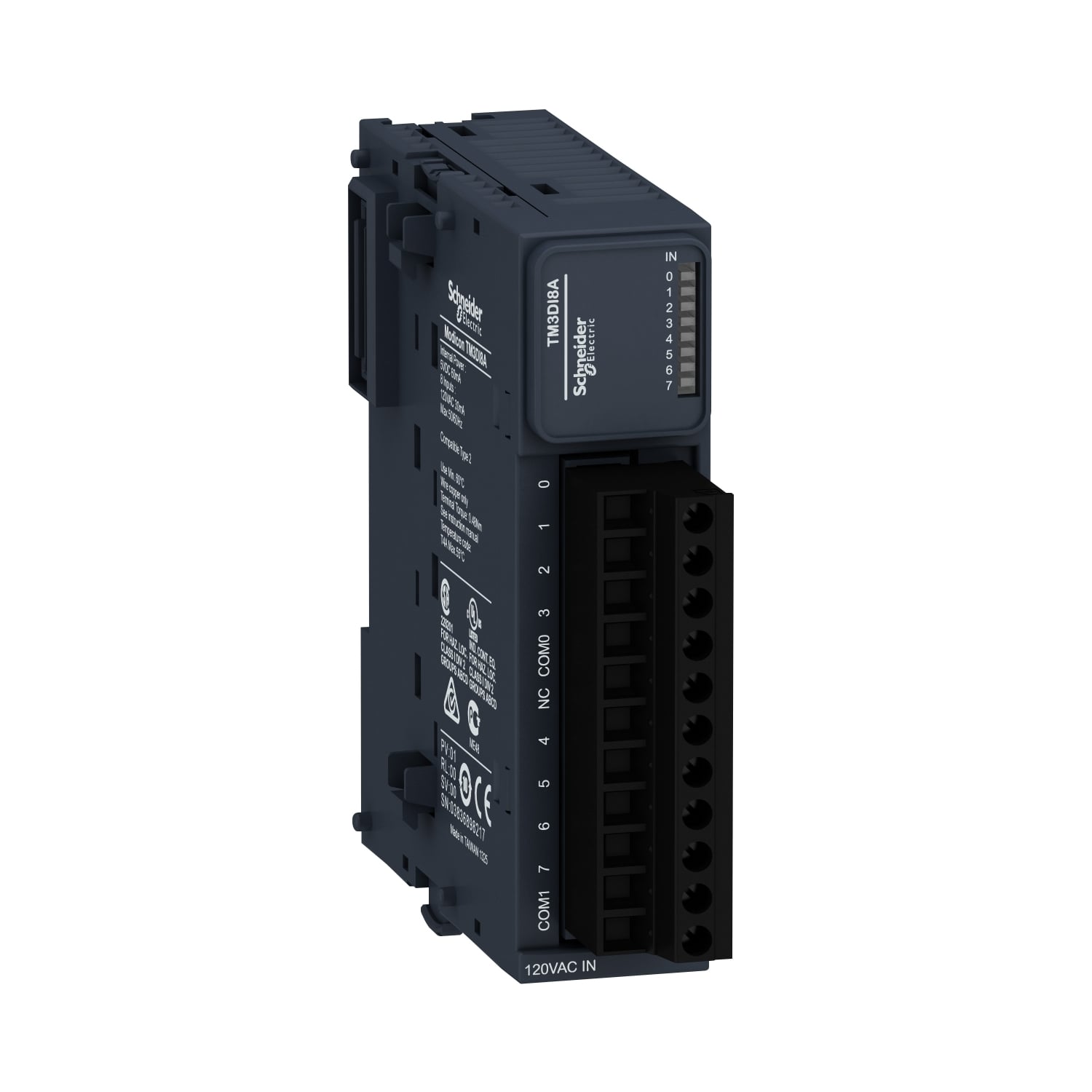 discrete input module, Modicon TM3, 8 inputs, screw, 120V AC