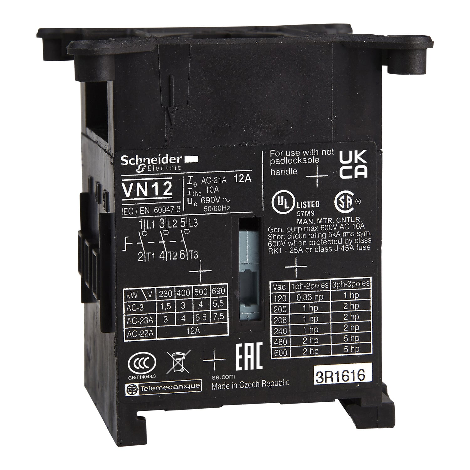 Switch body,TeSys Control,3 poles,12A,compact size