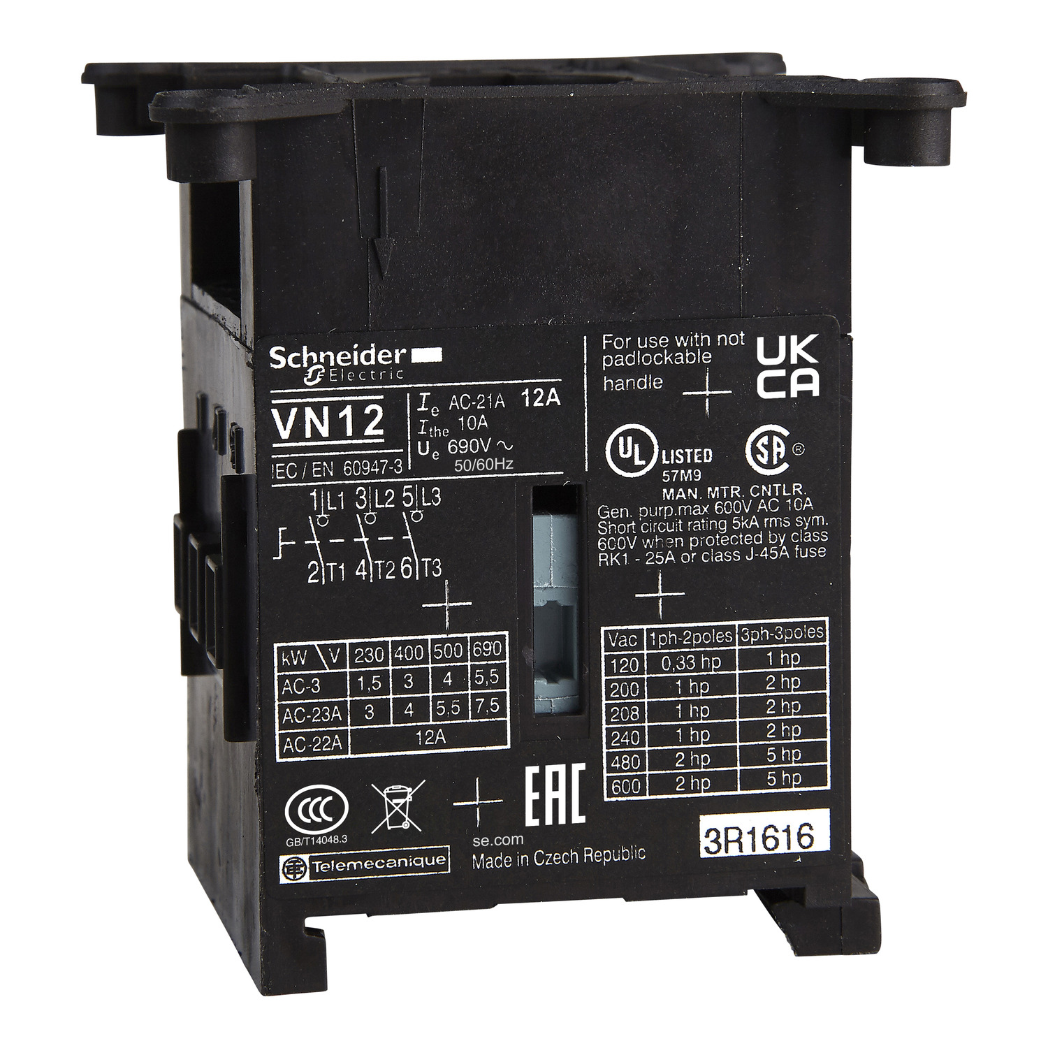 Switch body,TeSys Control,3 poles,20A,compact size