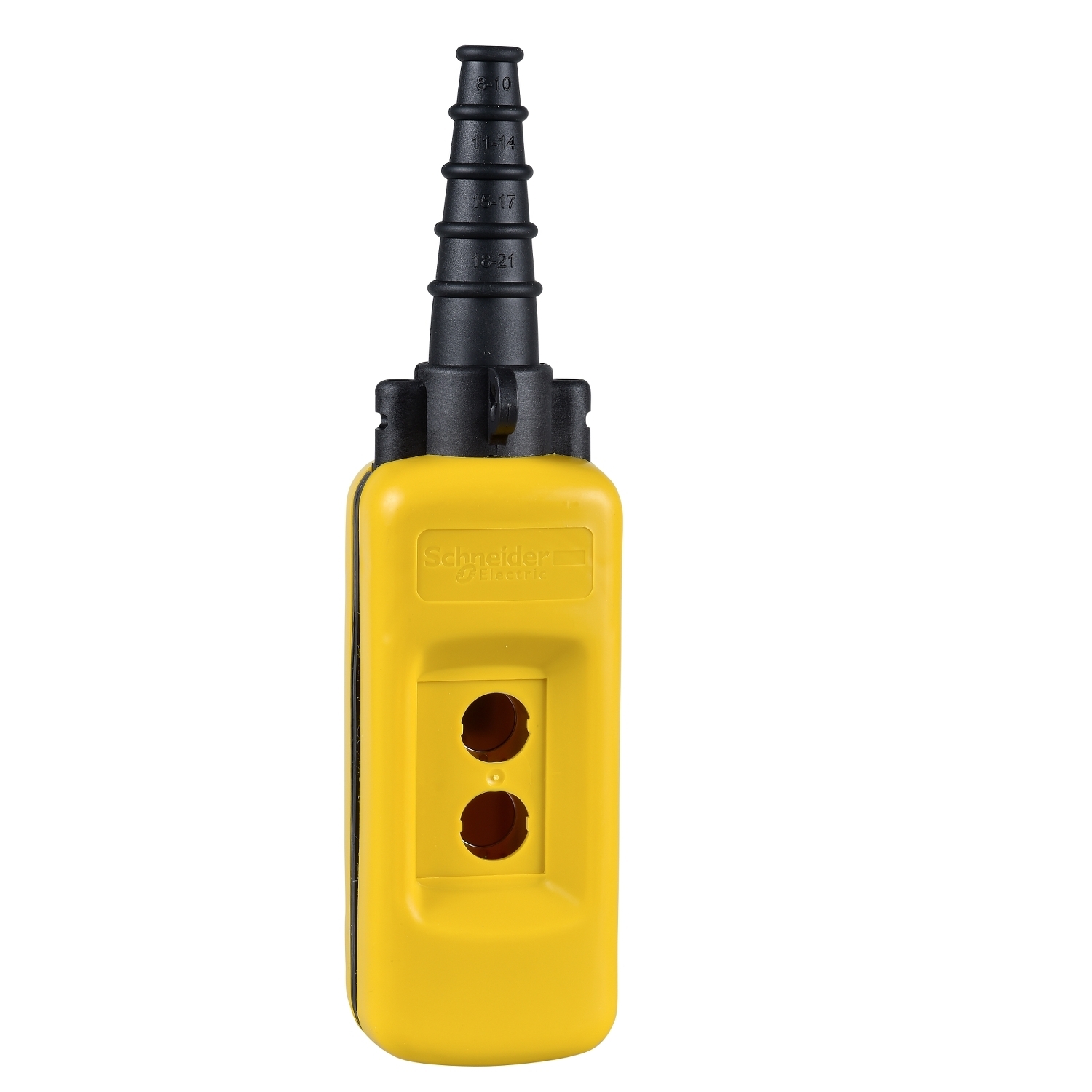 Empty pendant control station, Harmony XAC, plastic, yellow, 2 cut outs, UL CSA certified