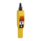 Harmony XAC, Pendant control station, plastic, yellow, pistol grip, 2 push buttons with 1 NO, 1 emergency stop NC