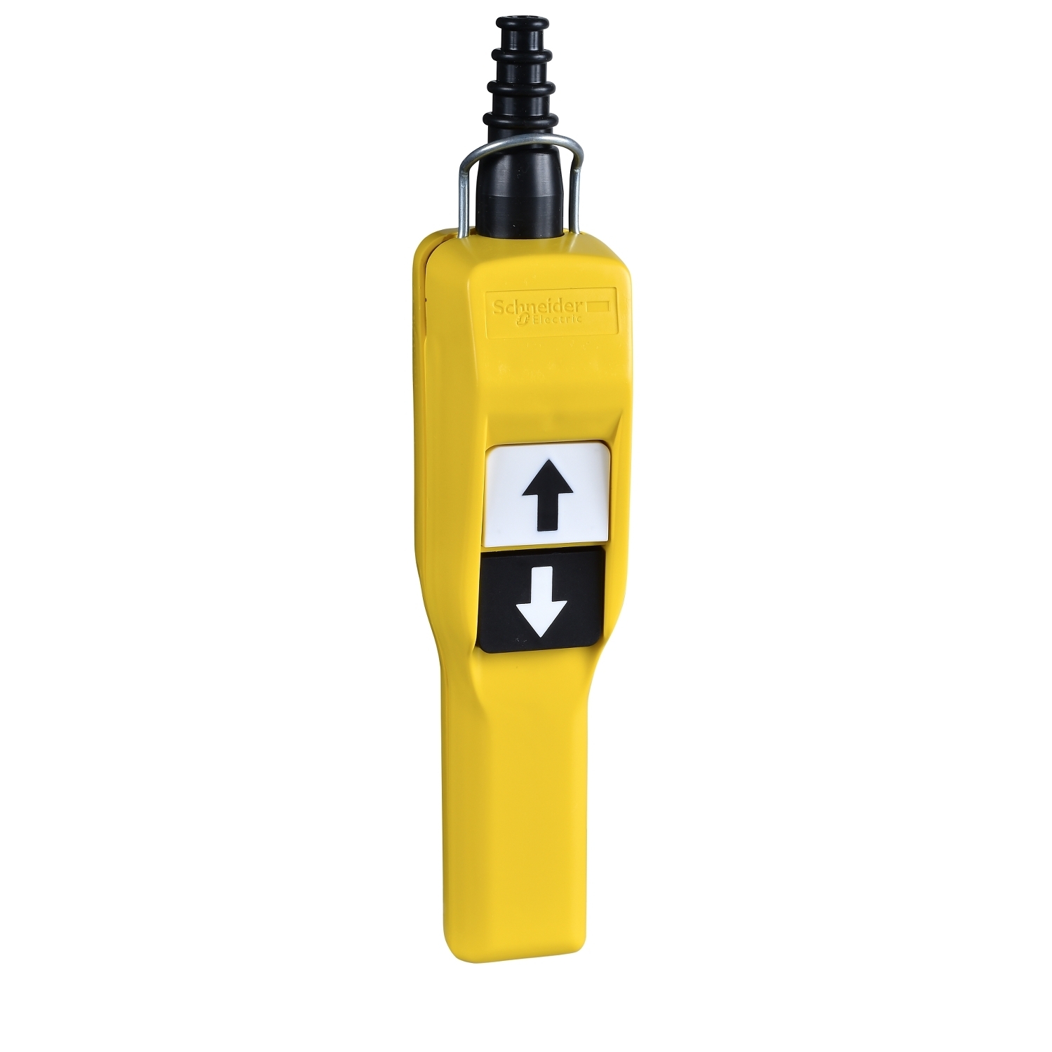 Pendant control station, Harmony XAC, plastic, yellow, pistol grip, 2 push buttons with NO+NC