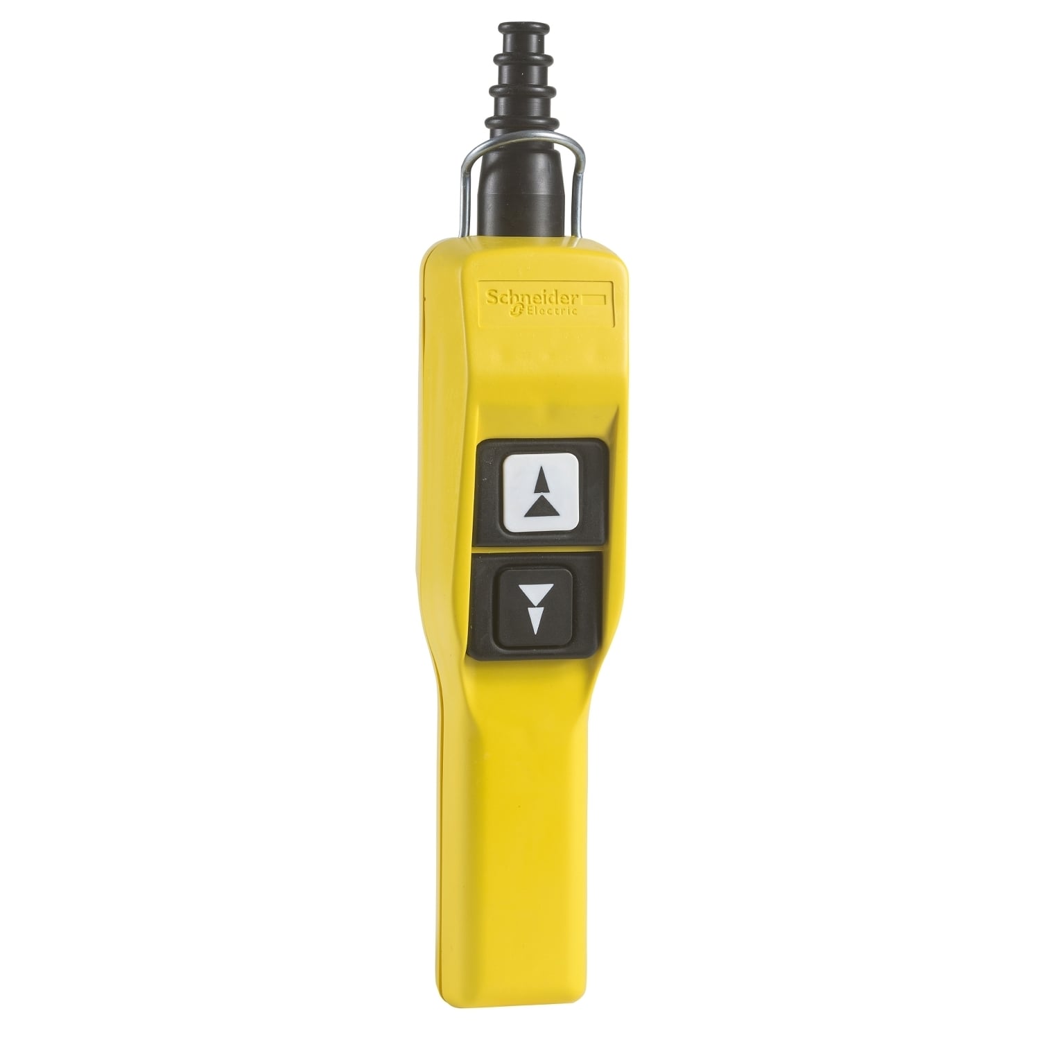 Pendant control station, Harmony XAC, plastic, yellow, pistol grip, 2 booted push buttons with 2NO
