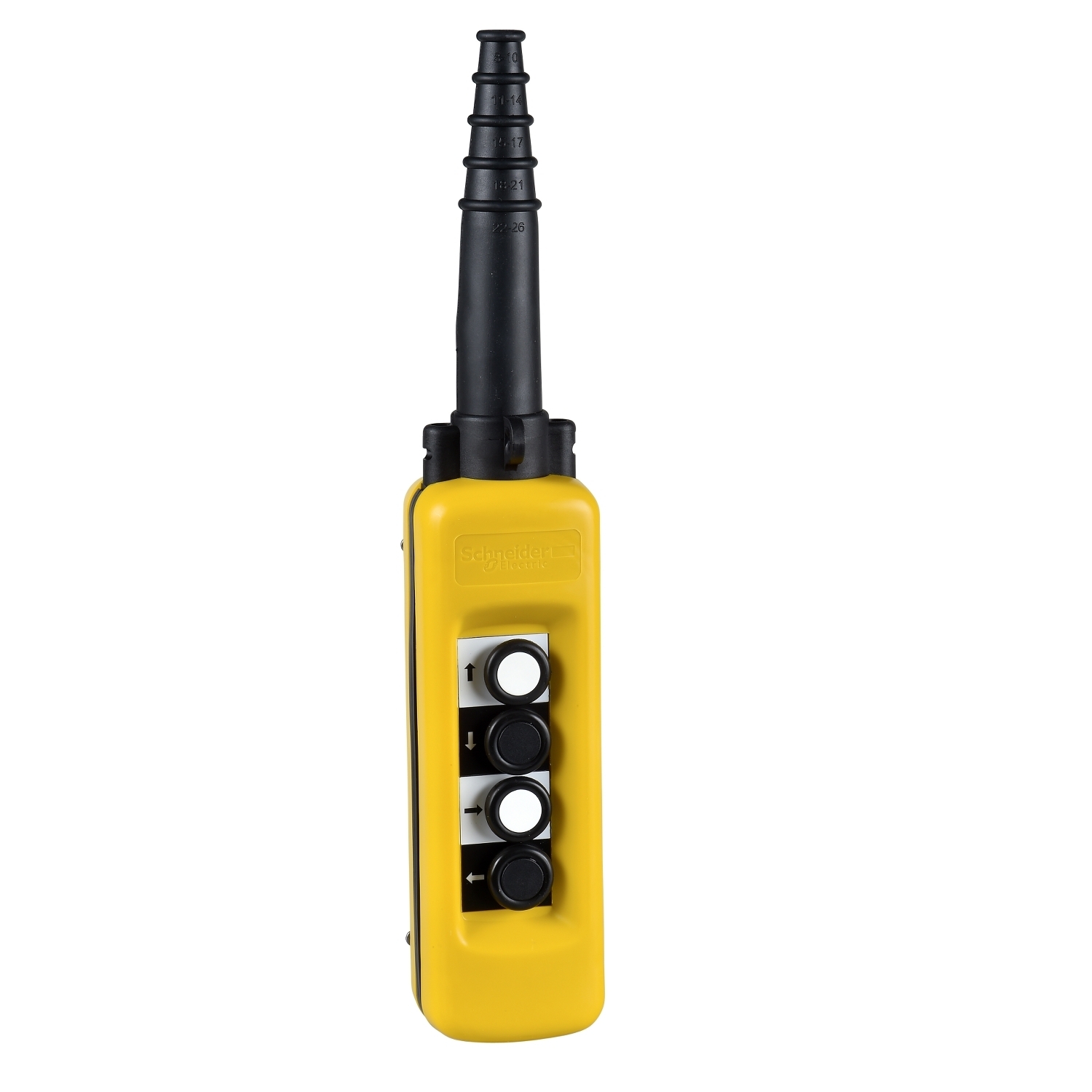 Pendant control station, Harmony XAC, plastic, yellow, 4 push buttons, 1NO