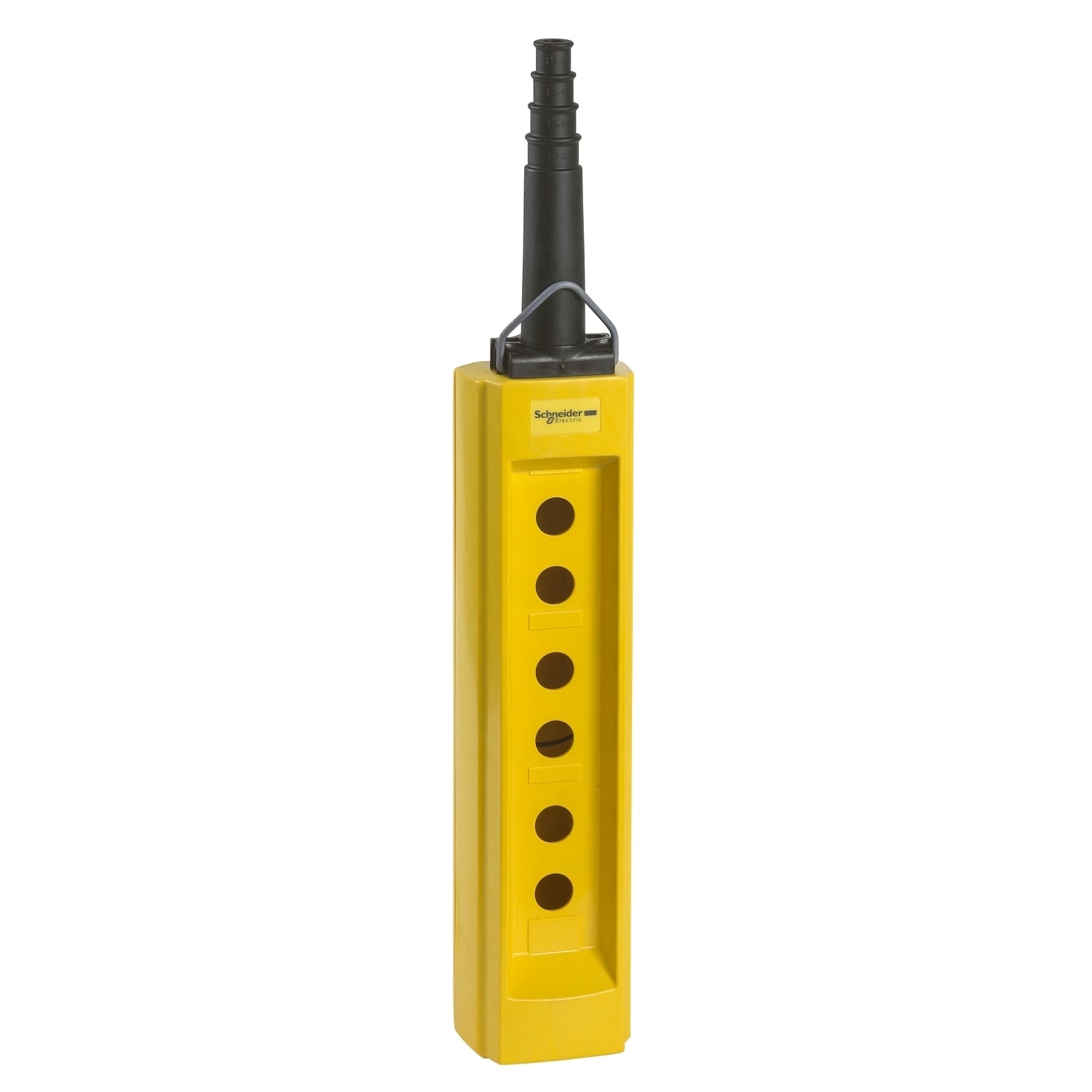 Empty pendant control station, Harmony XAC, plastic, yellow, 6 cut outs, for cable 10...22mm