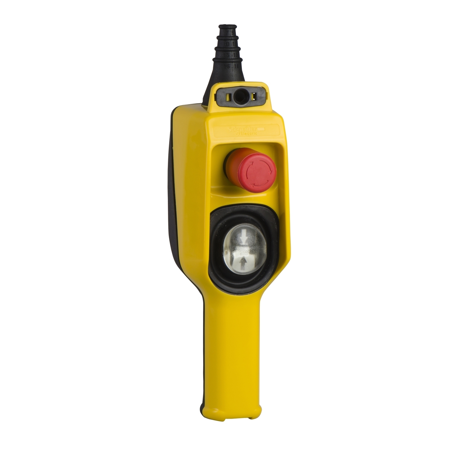 Pendant control station, Harmony XAC, 1 speed, 1 2-directional push button, 1 emergency stop, for ZB2BE101/ZB2BE102