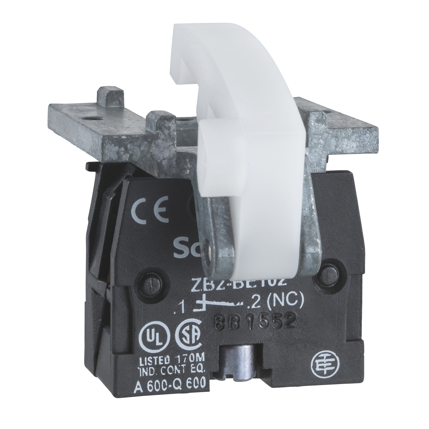 Contact block, Harmony XAC, single contact, spring return, base mounting, 1NO