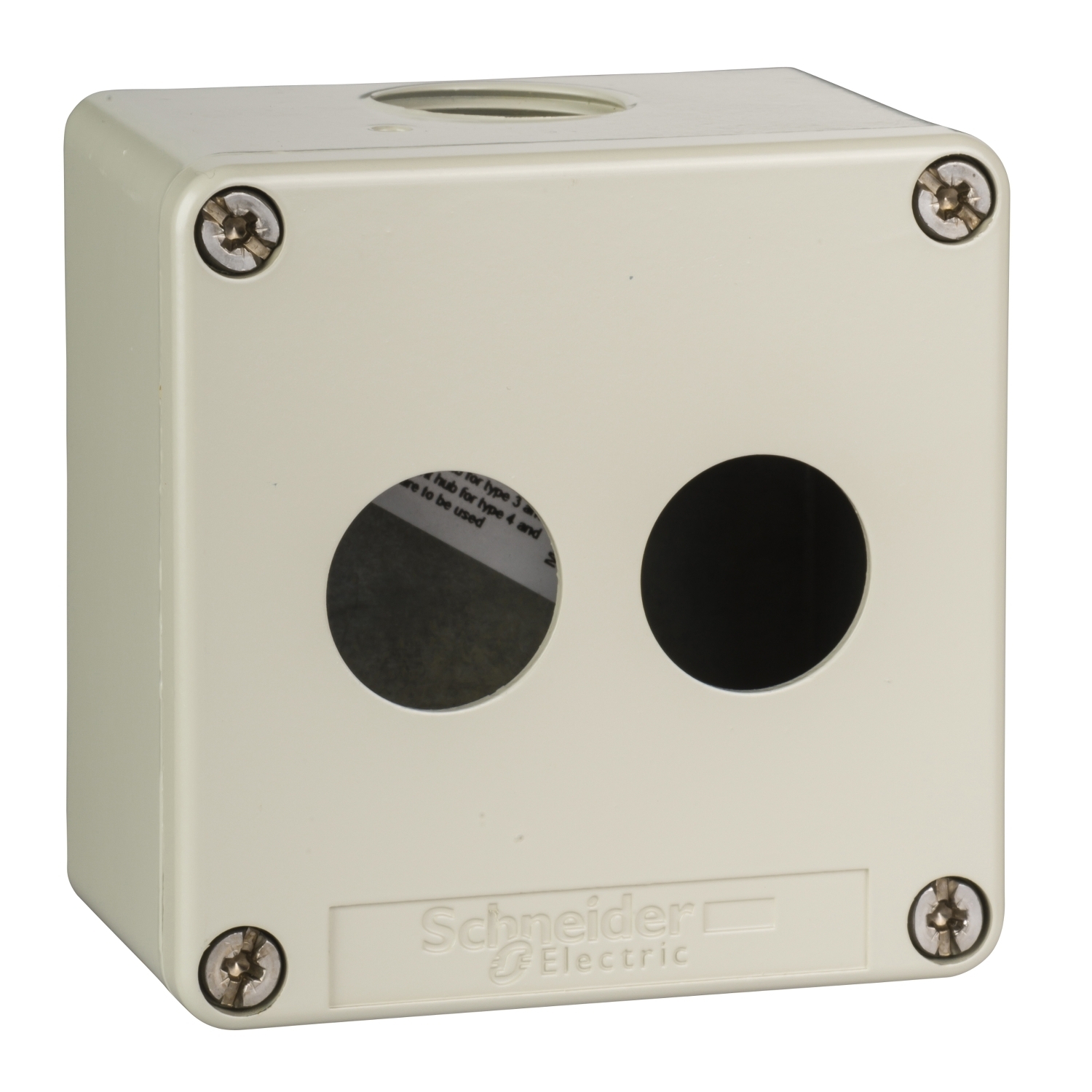 Die cast empty control station, Harmony XAP, zinc alloy, grey, 2 cut outs, 22mm, 80x80x51.5mm