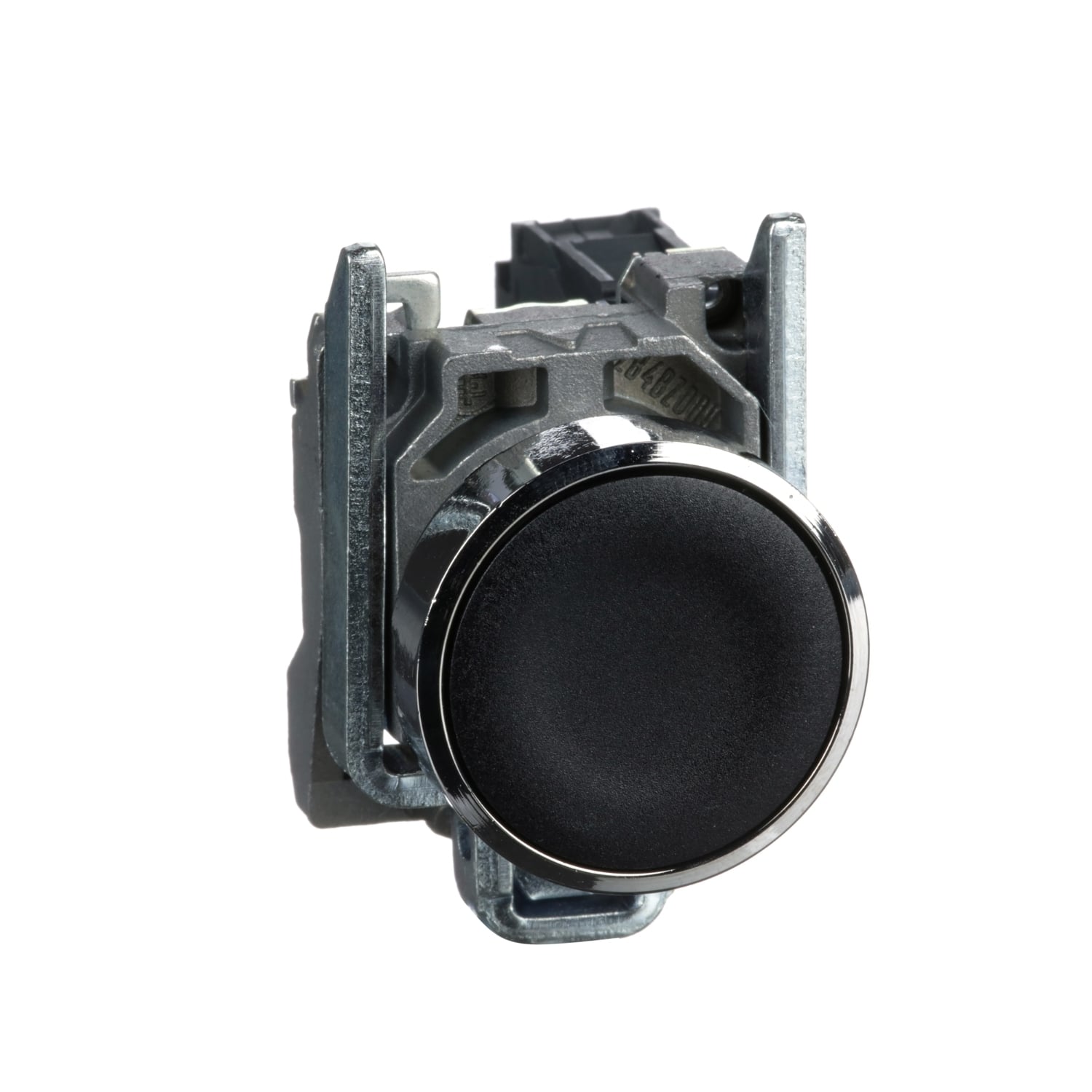 Harmony, 22mm push button, black flush, spring return, 1 NO, unmarked
