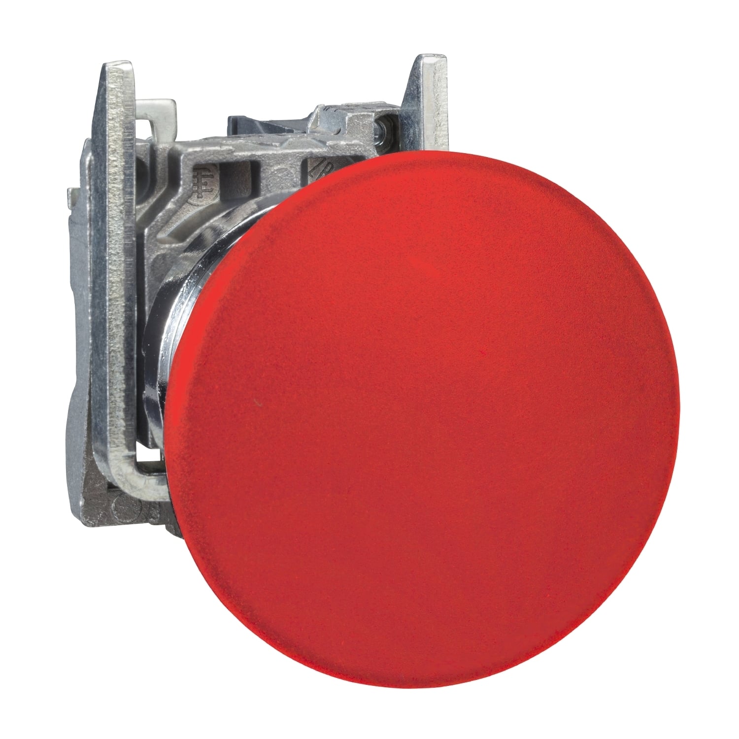 Push button, Harmony XB4, red, metal, 22mm, spring return, 1NC, unmarked